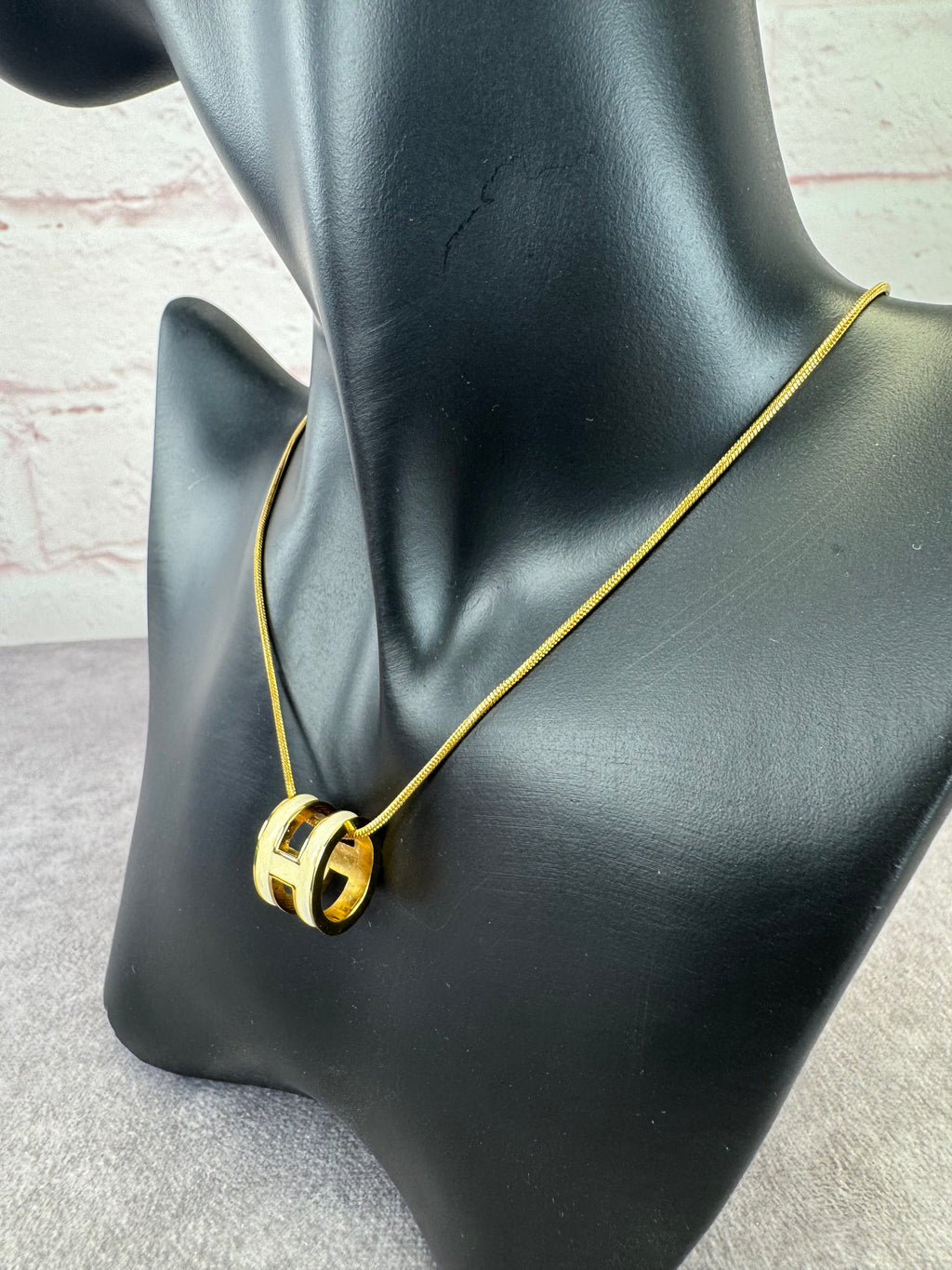 Hermes Ash Pop H Enamel Ivory Pendant Necklace