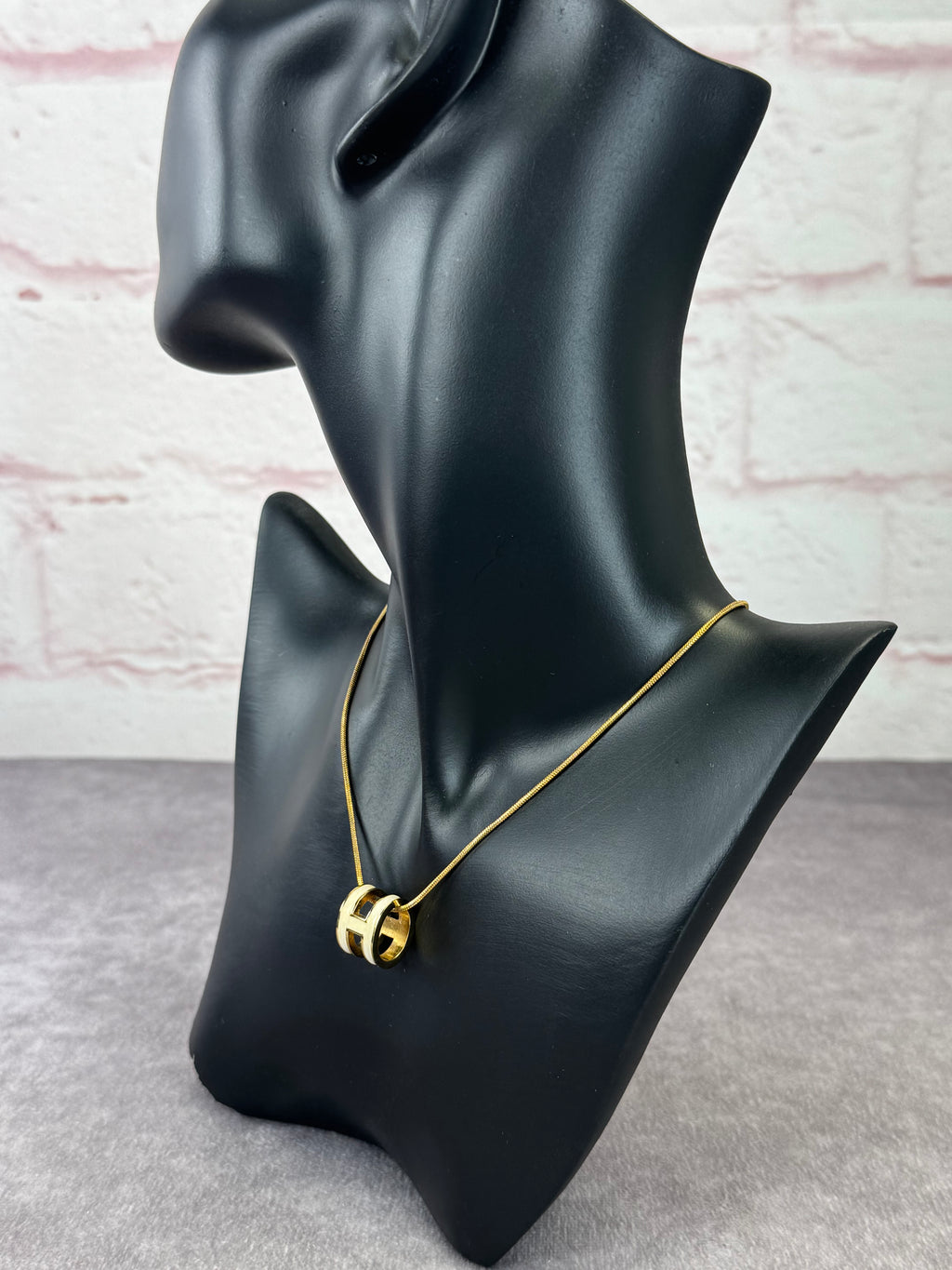 Hermes Ash Pop H Enamel Ivory Pendant Necklace