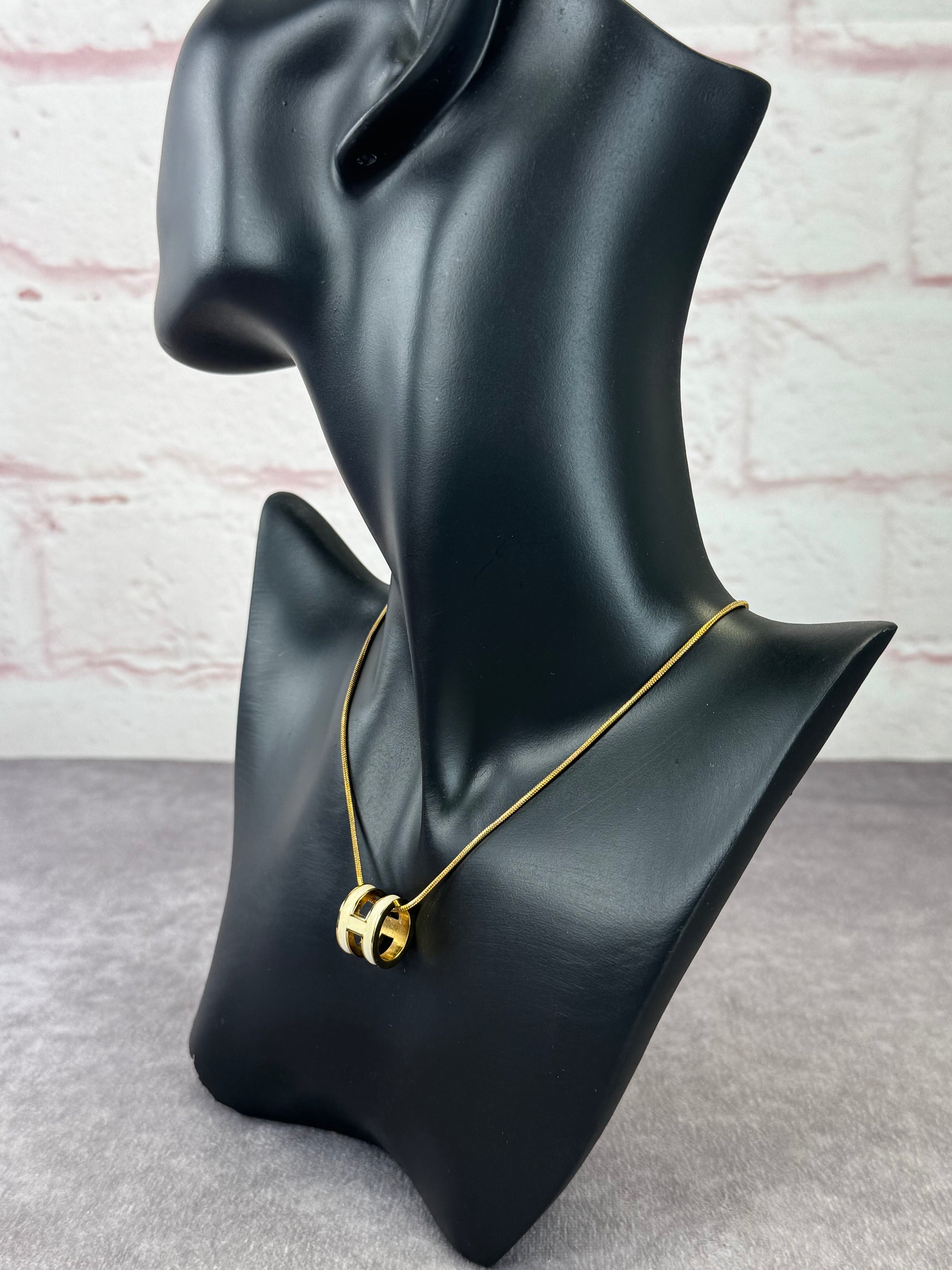 Hermes Ash Pop H Enamel Ivory Pendant Necklace