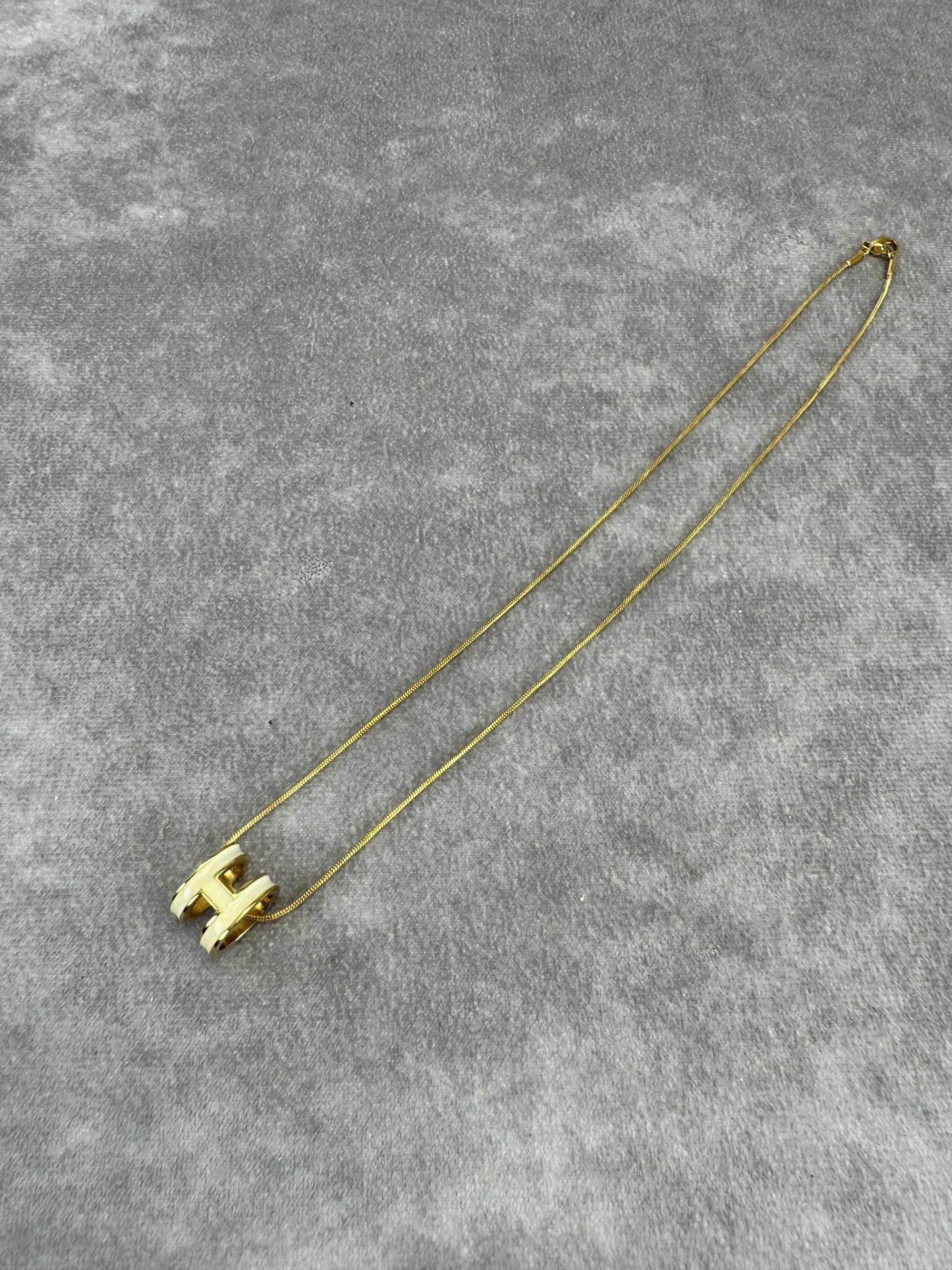 Hermes Ash Pop H Enamel Ivory Pendant Necklace