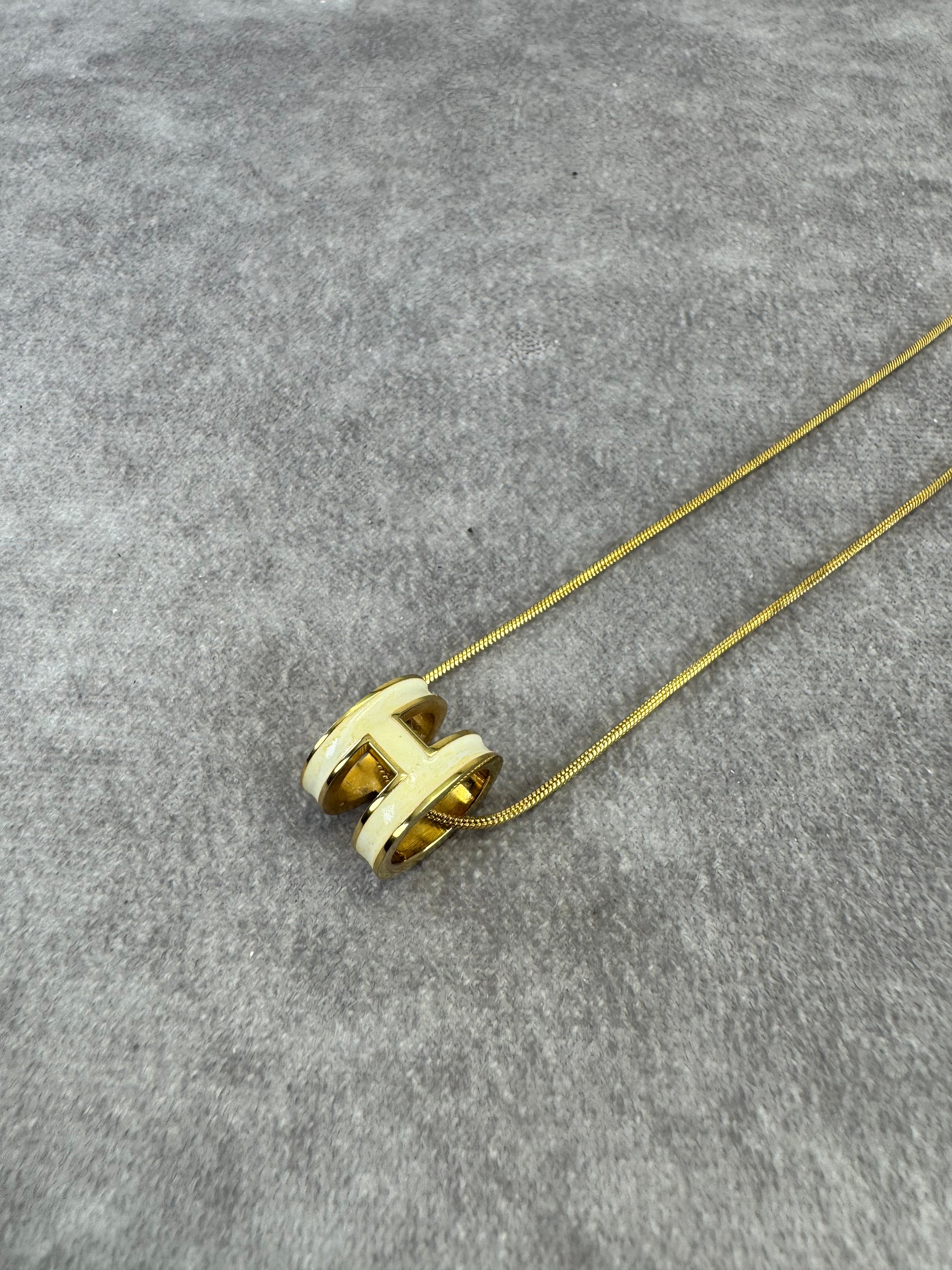 Hermes Ash Pop H Enamel Ivory Pendant Necklace