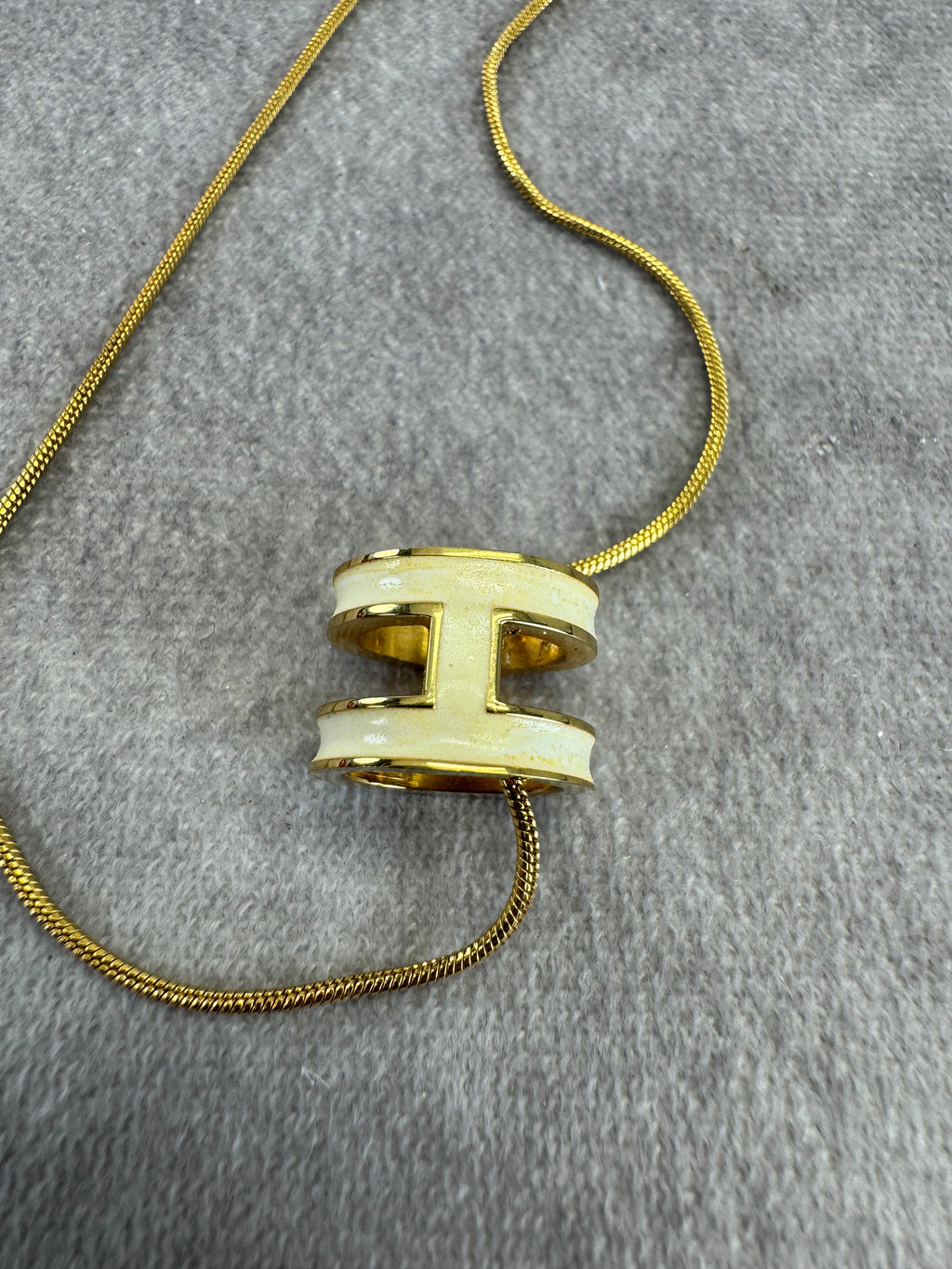 Hermes Ash Pop H Enamel Ivory Pendant Necklace