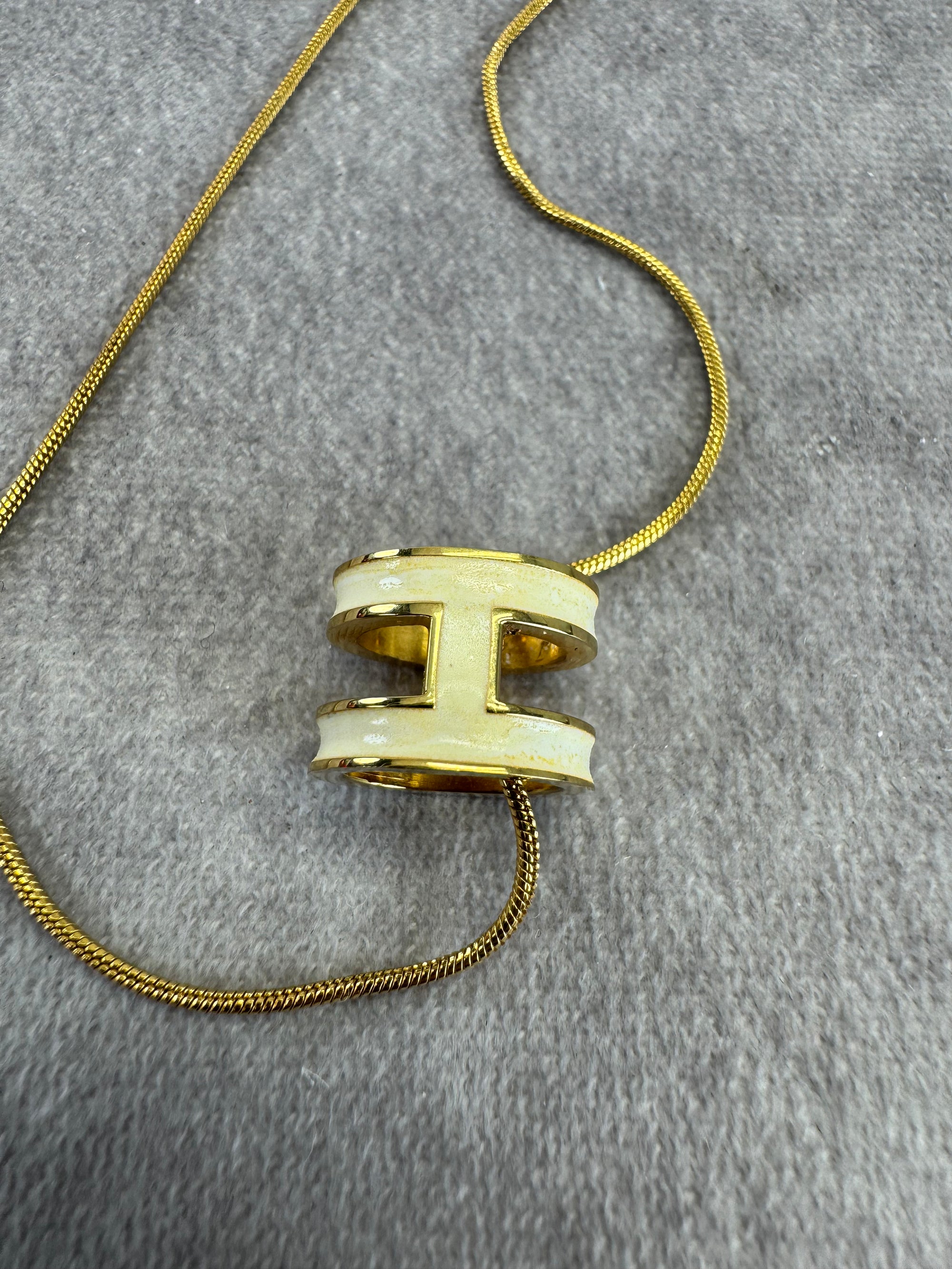 Hermes Ash Pop H Enamel Ivory Pendant Necklace