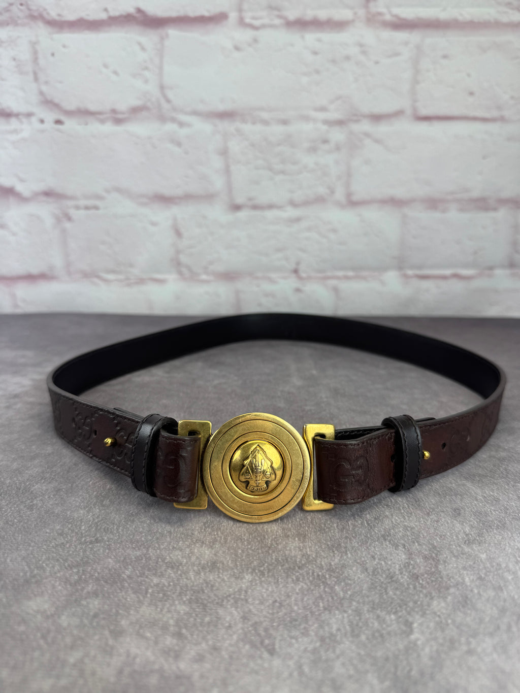 Gucci Guccissima Embossed Hysteria Crest Belt