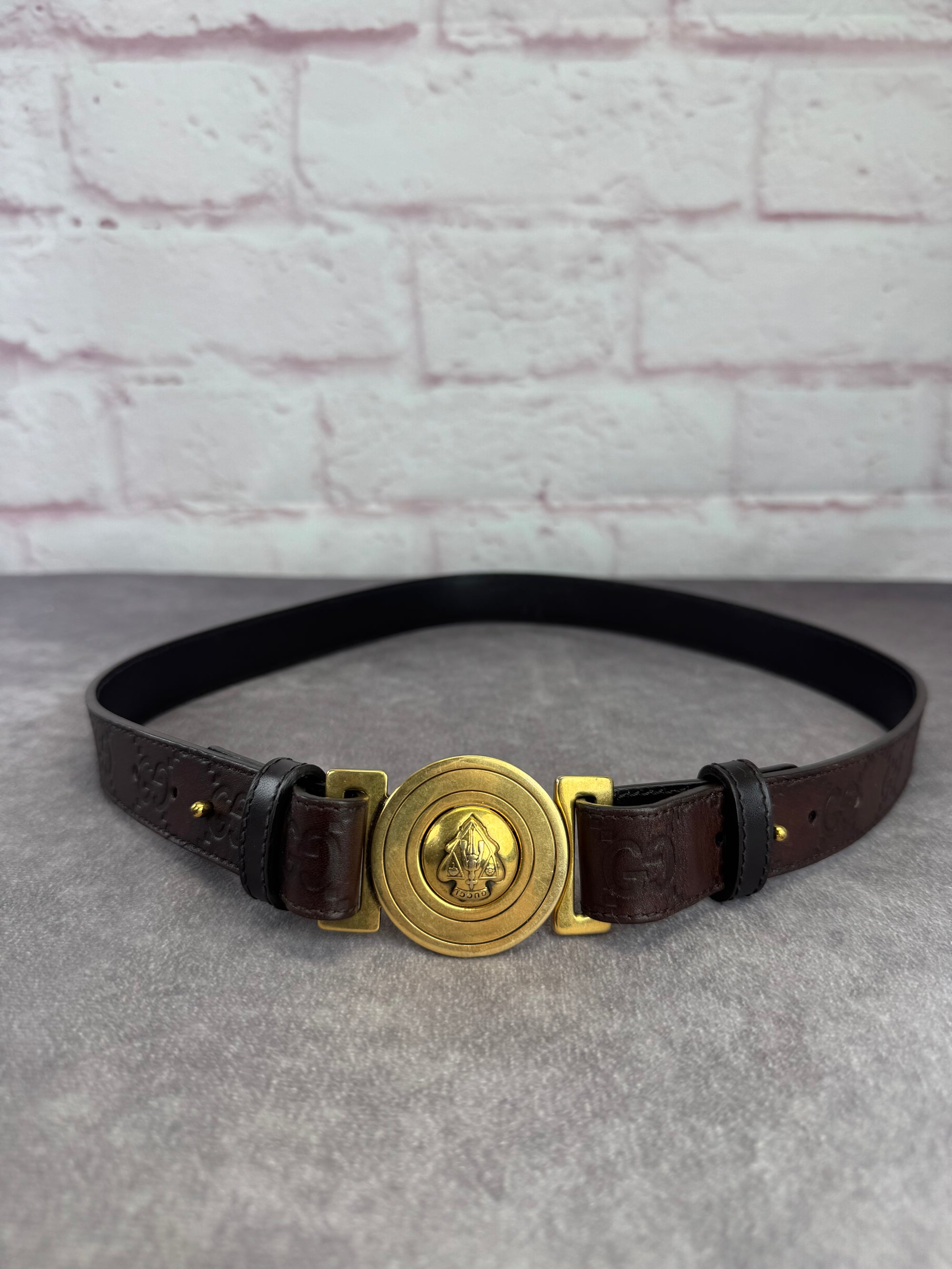 Gucci Guccissima Embossed Hysteria Crest Belt