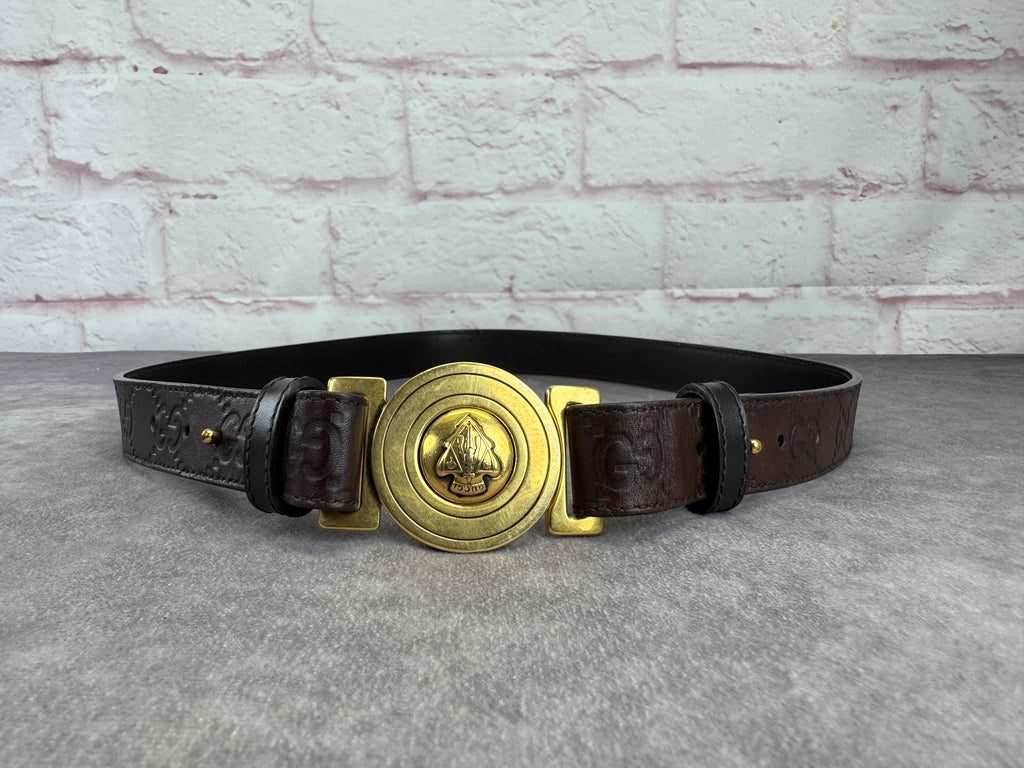 Gucci Guccissima Embossed Hysteria Crest Belt