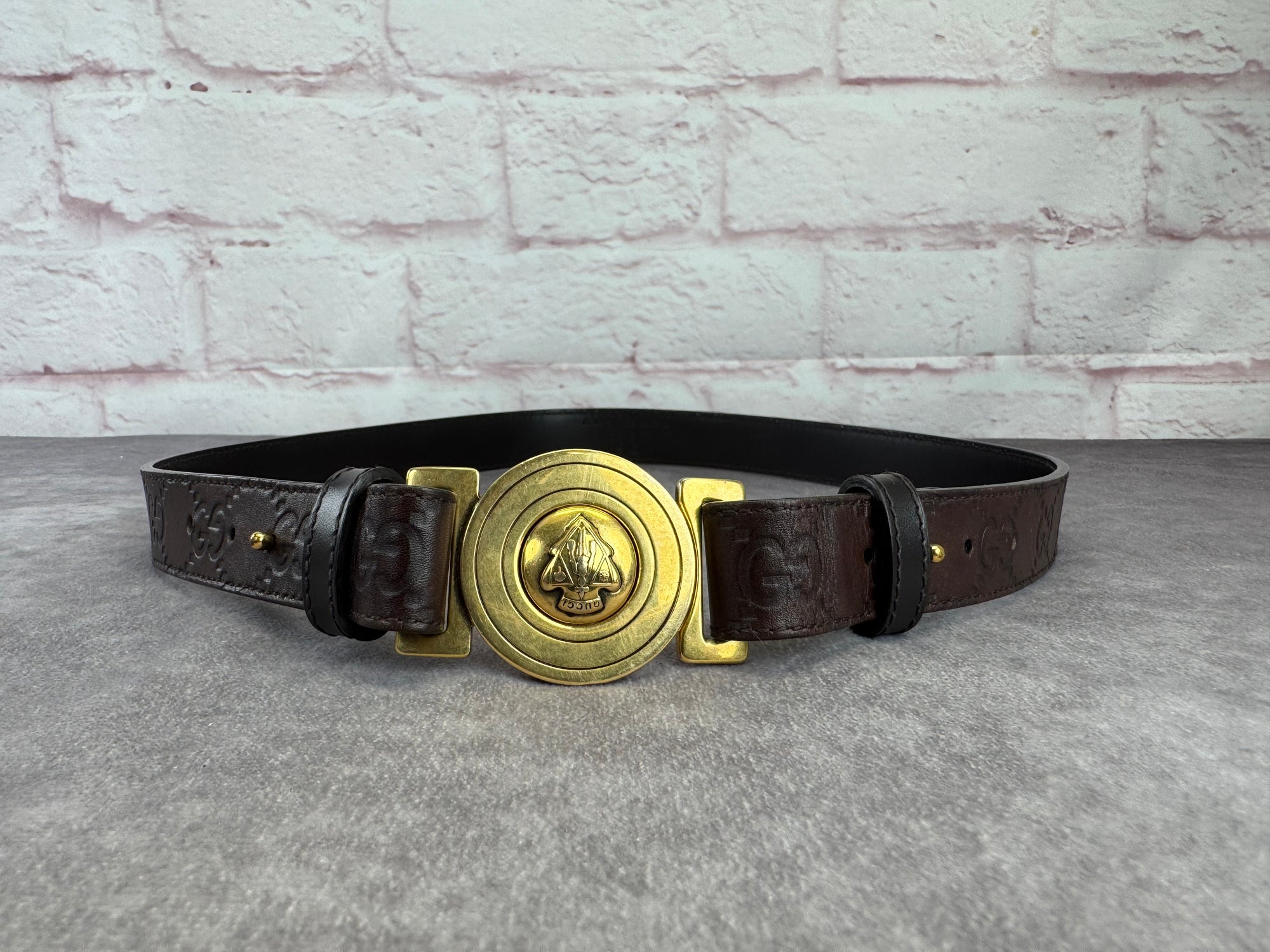 Gucci Guccissima Embossed Hysteria Crest Belt