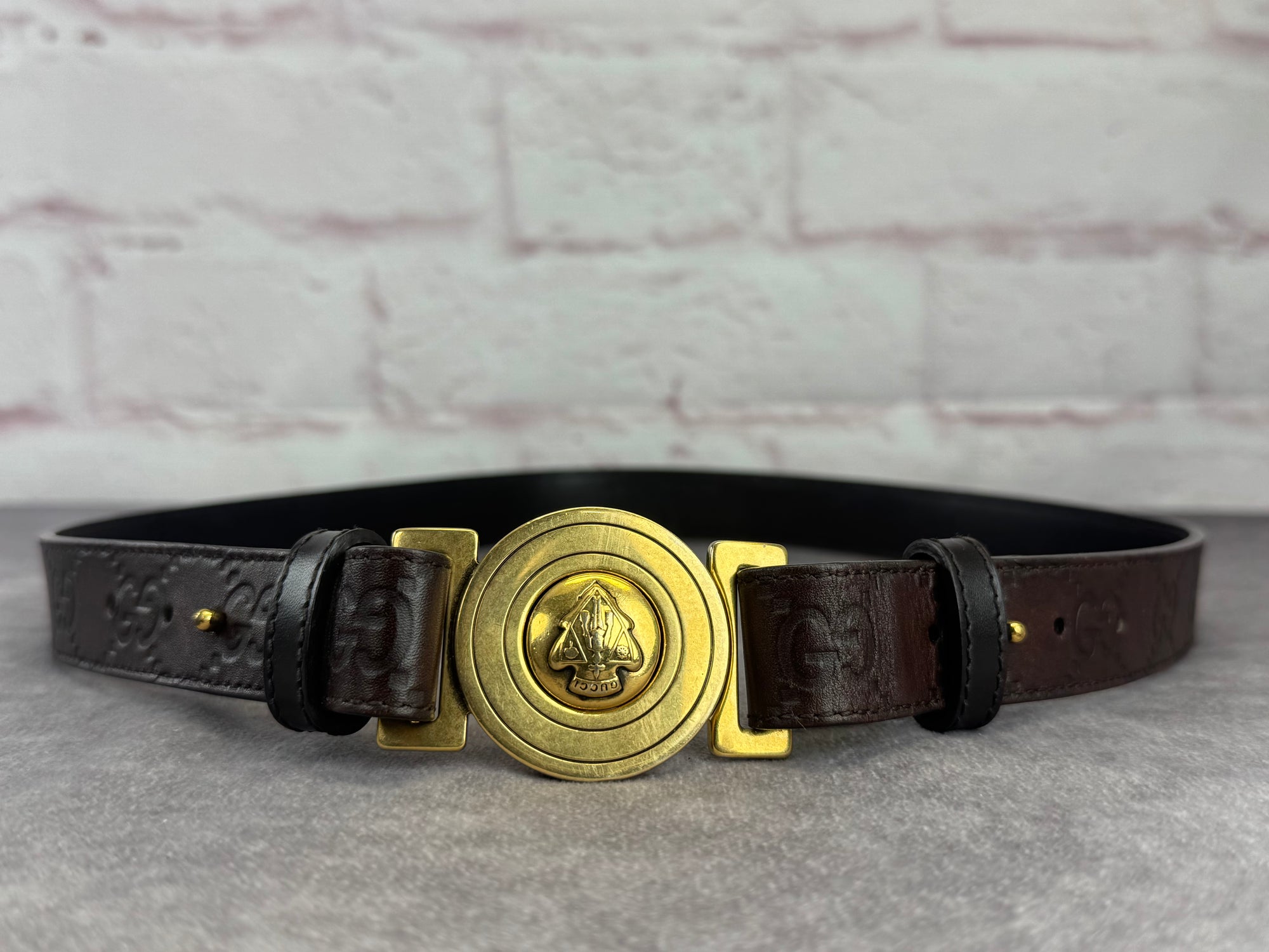 Gucci Guccissima Embossed Hysteria Crest Belt