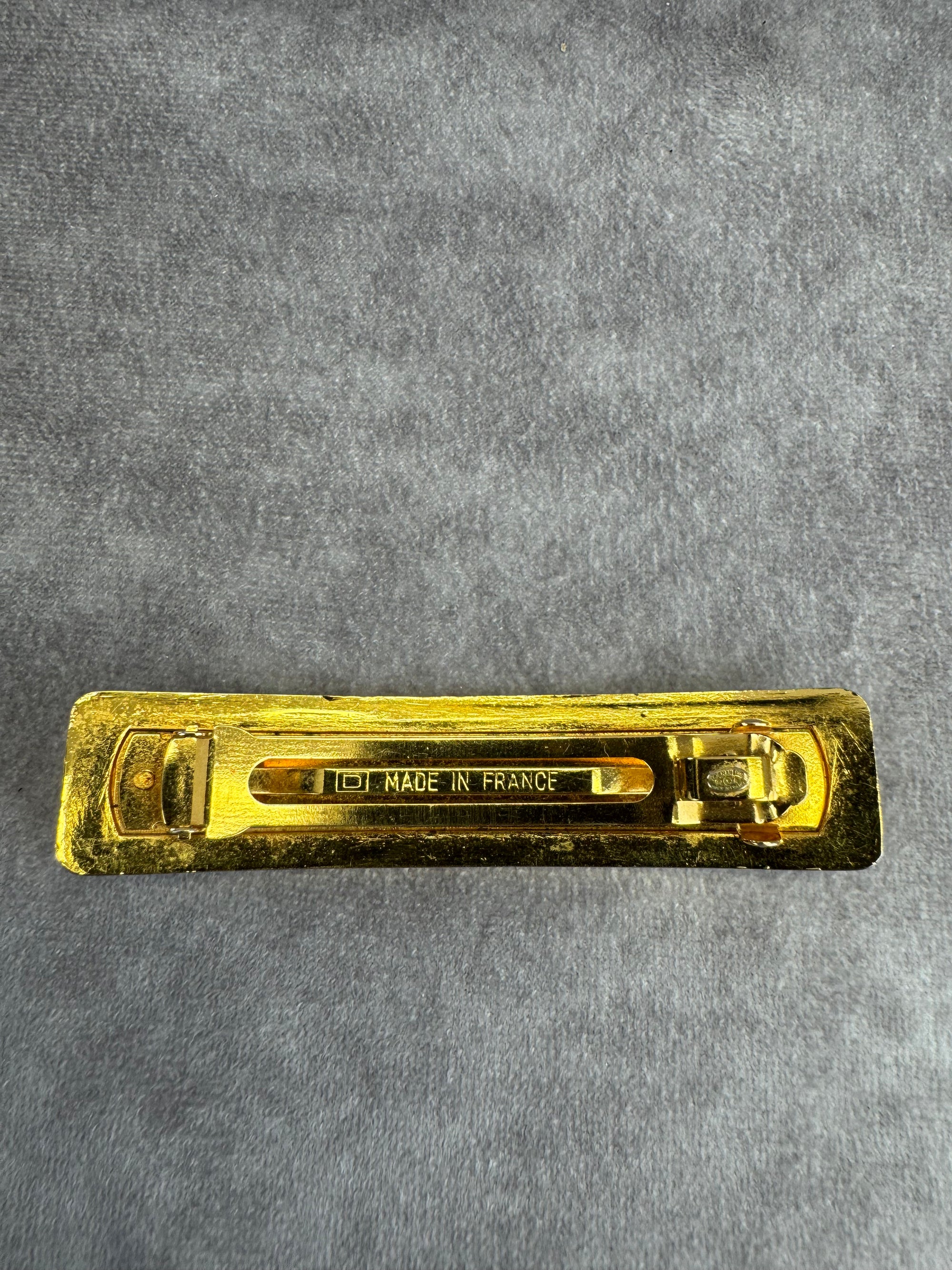 Chanel Vintage Embossed Logo Large Barette