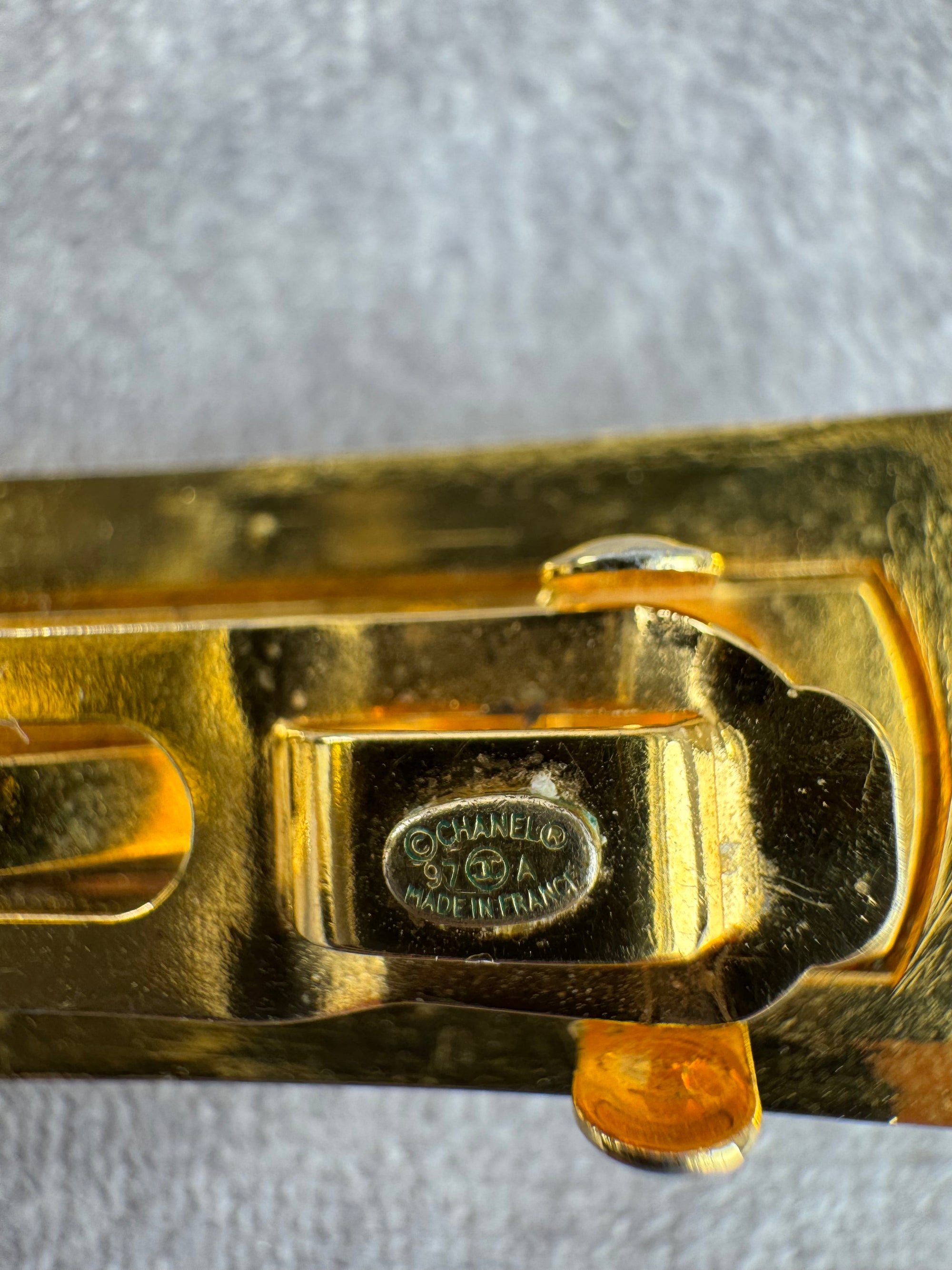 Chanel Vintage Embossed Logo Large Barette