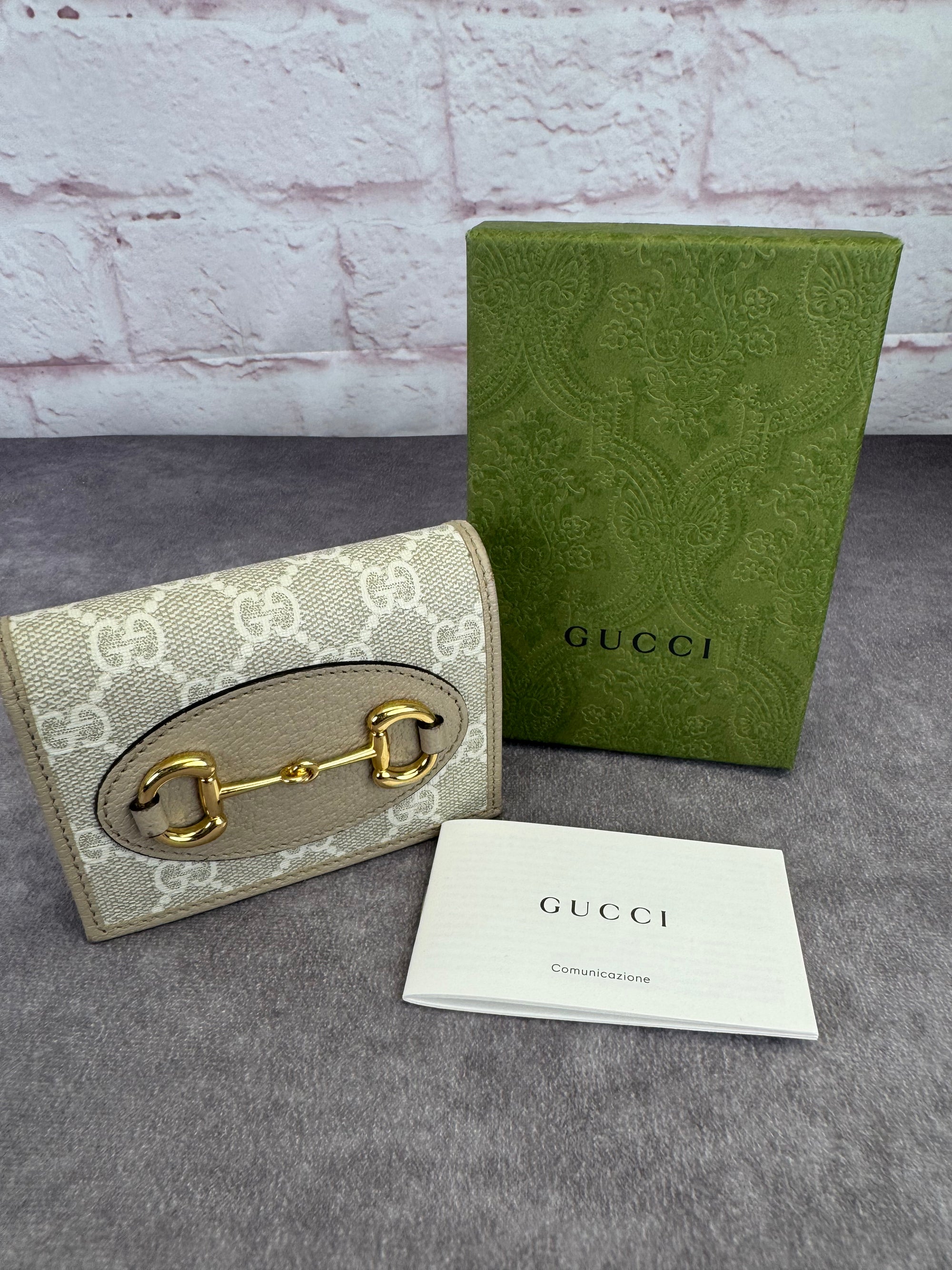 Gucci Beige Horsebit Card Holder Wallet