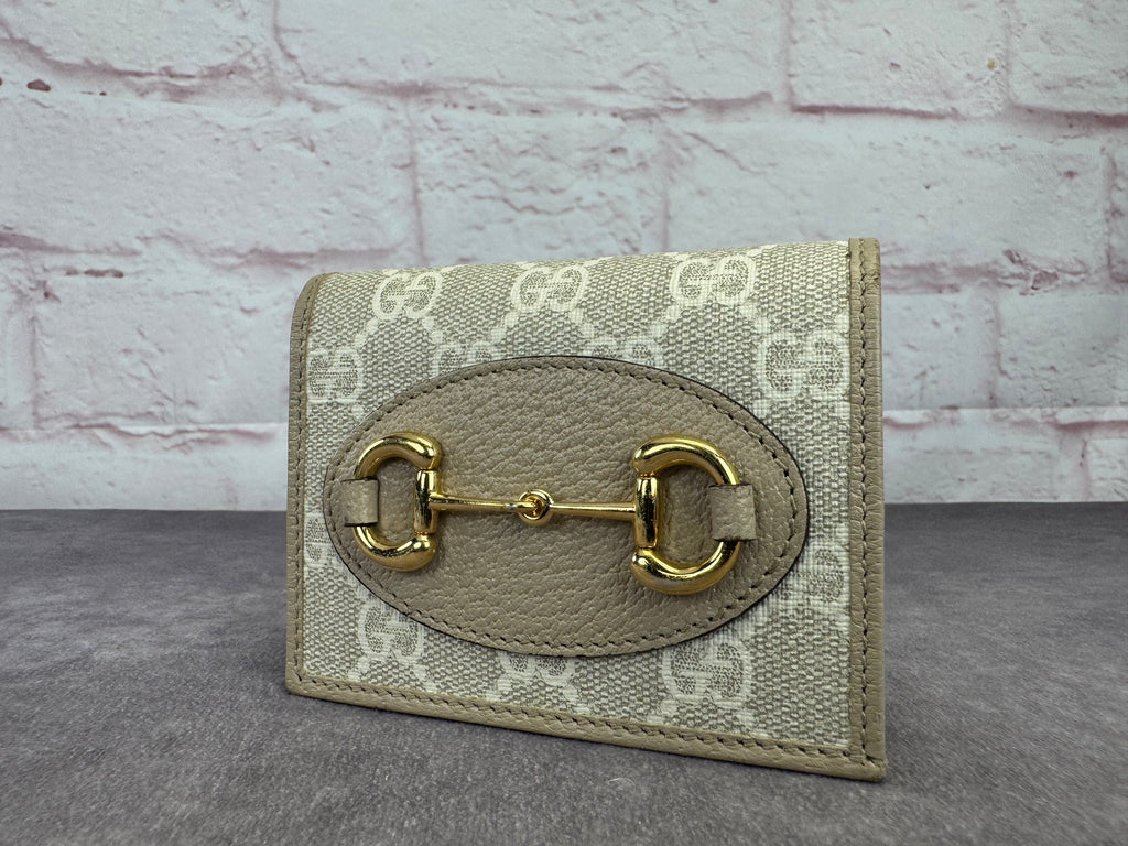 Gucci Beige Horsebit Card Holder Wallet