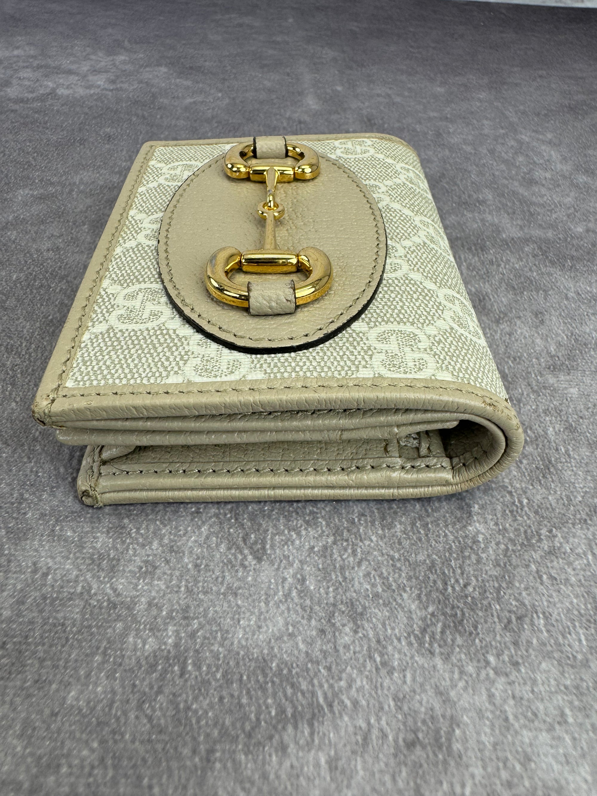 Gucci Beige Horsebit Card Holder Wallet