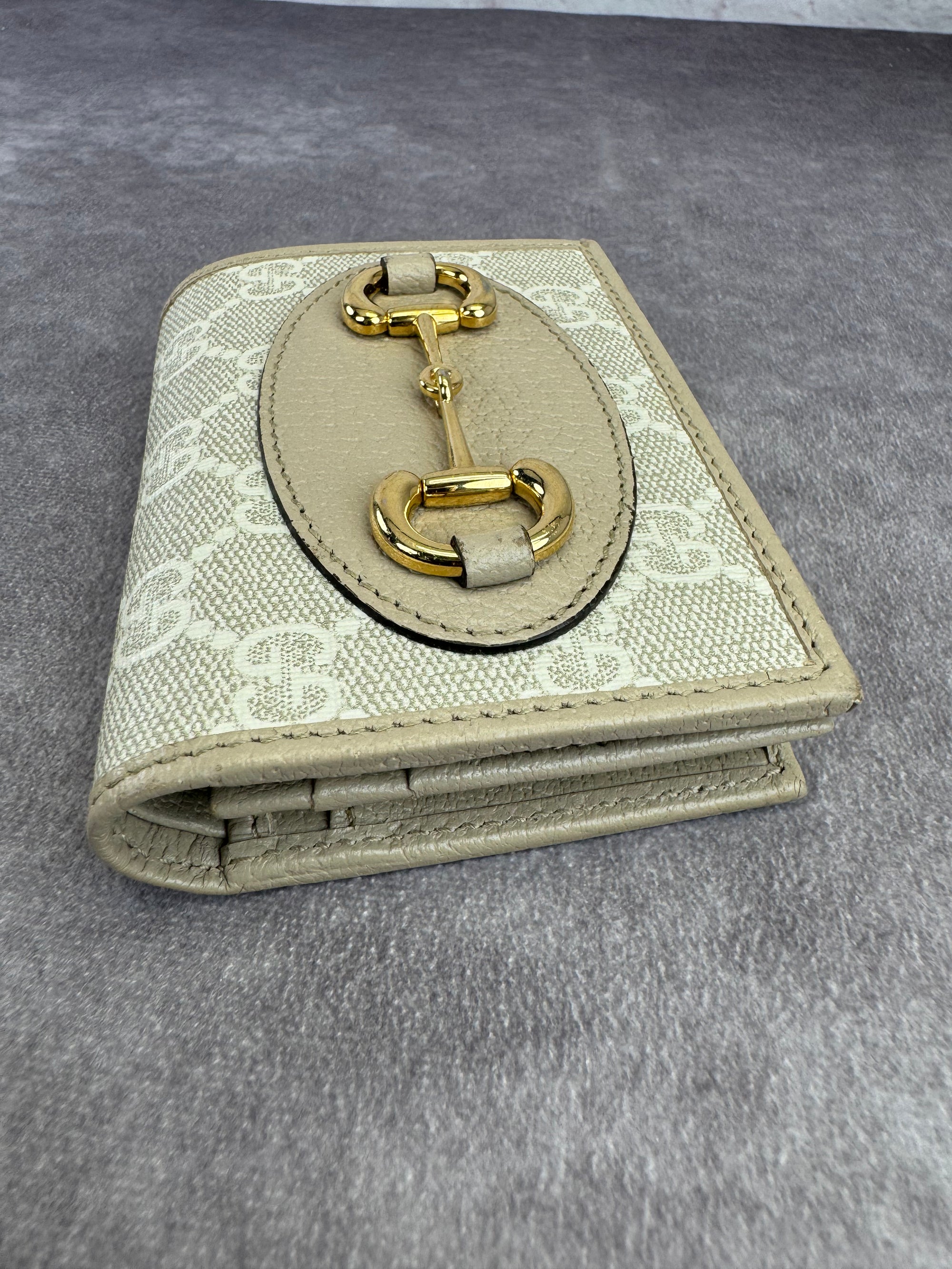 Gucci Beige Horsebit Card Holder Wallet