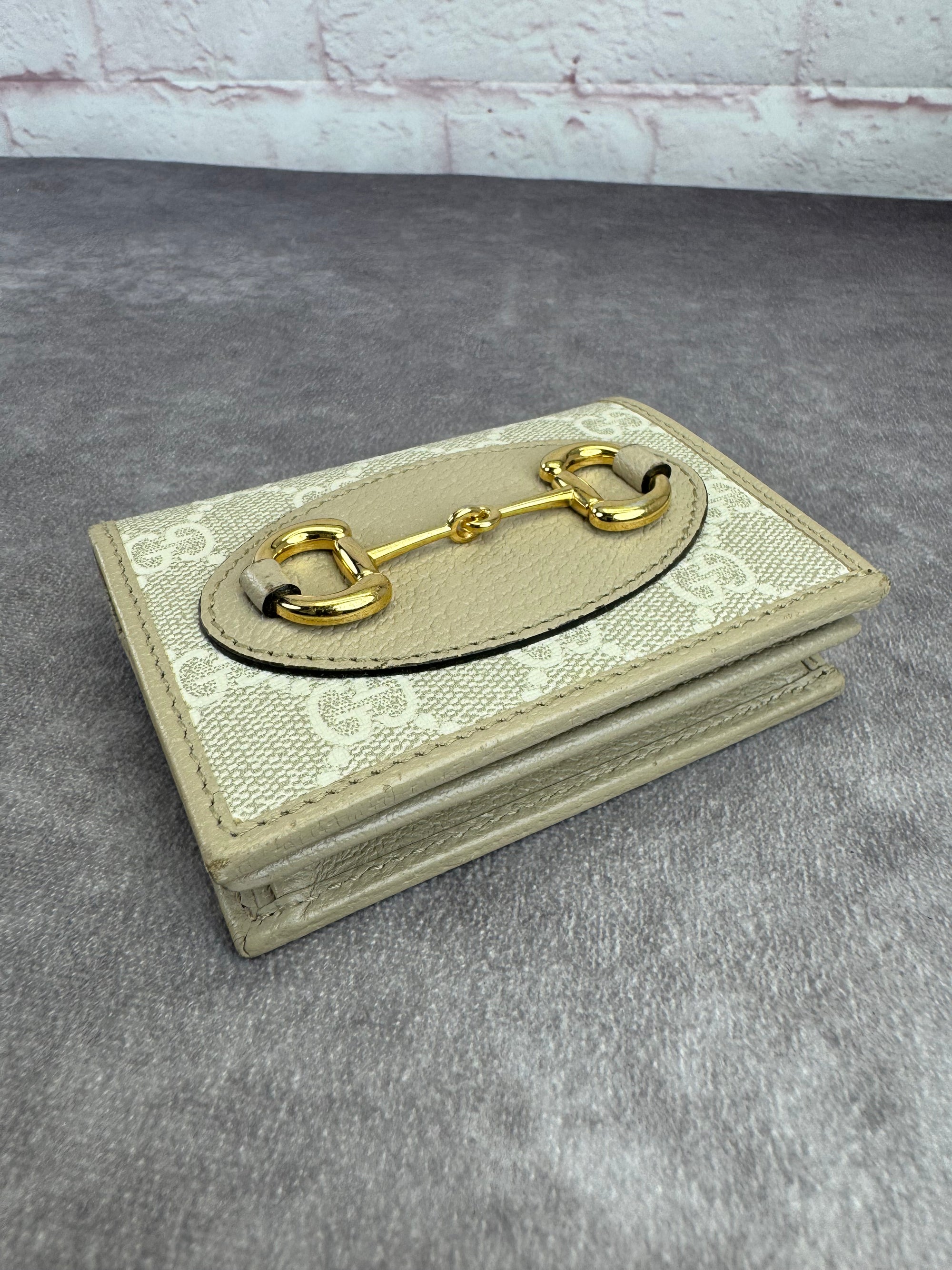 Gucci Beige Horsebit Card Holder Wallet