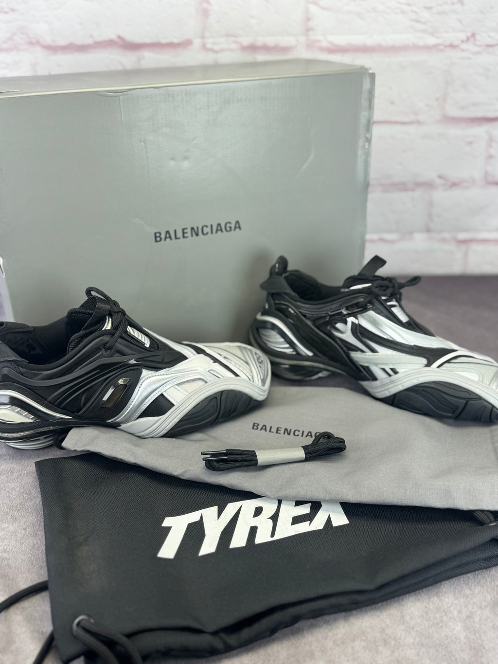 Balenciaga Women's Tyrex Black & Gray Low Sneakers