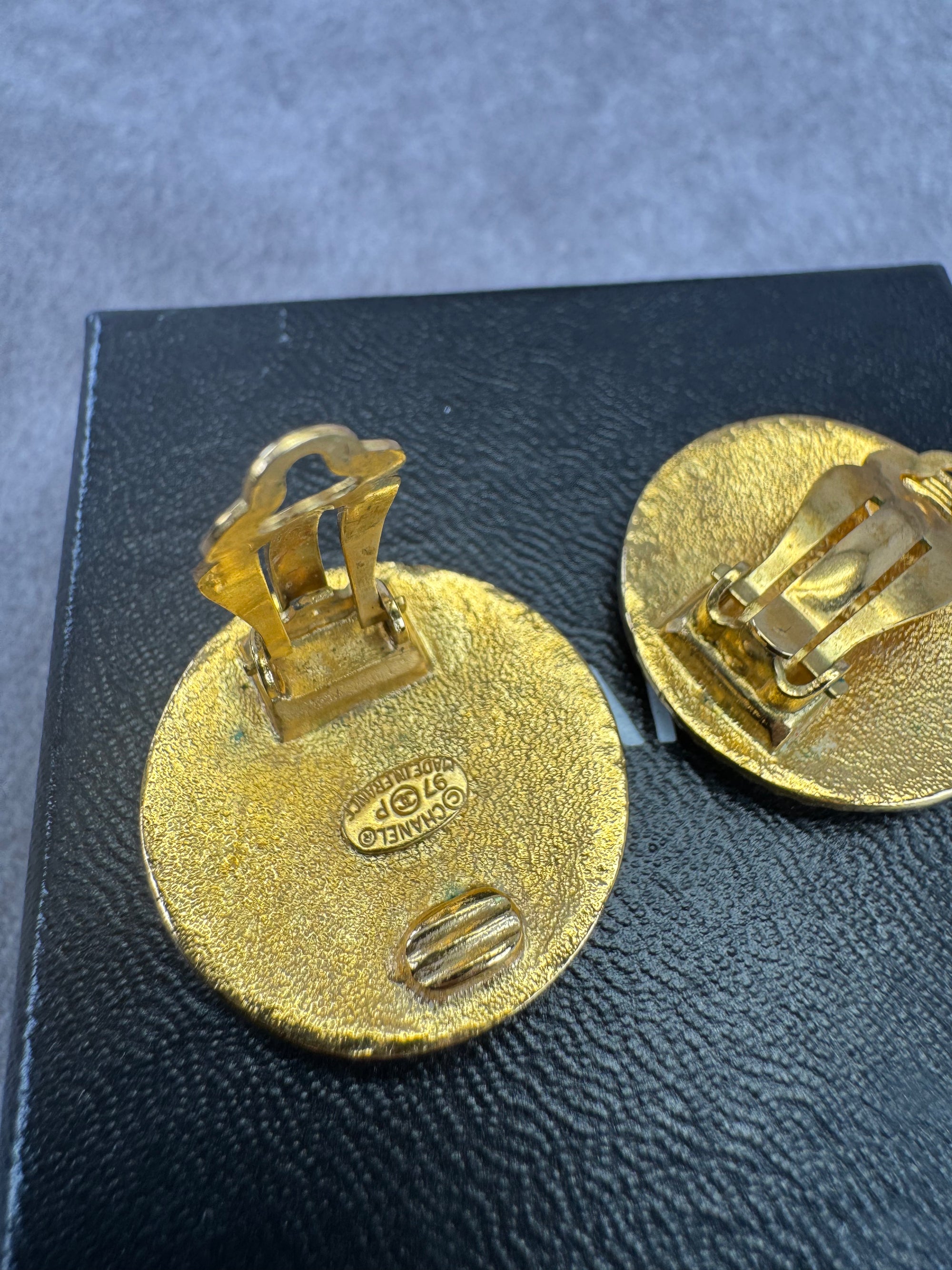 Chanel Vintage 97P Collection Round Goldtone Clip-on Earrings