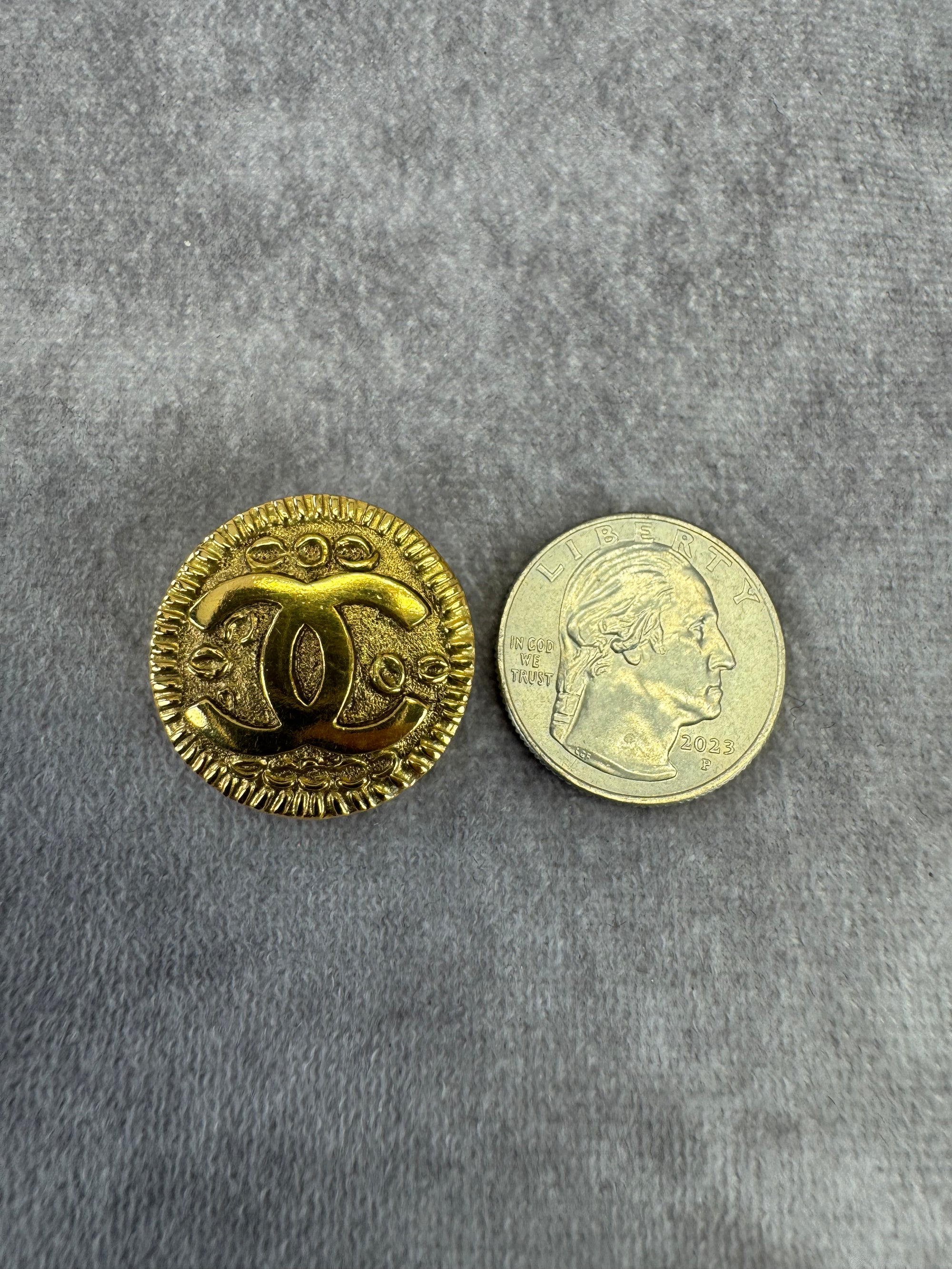 Chanel Vintage 97P Collection Round Goldtone Clip-on Earrings