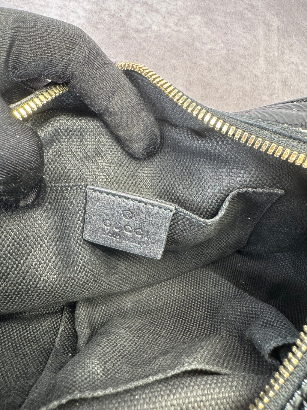 Gucci Patent Black Leather Soho Disco Camera Bag