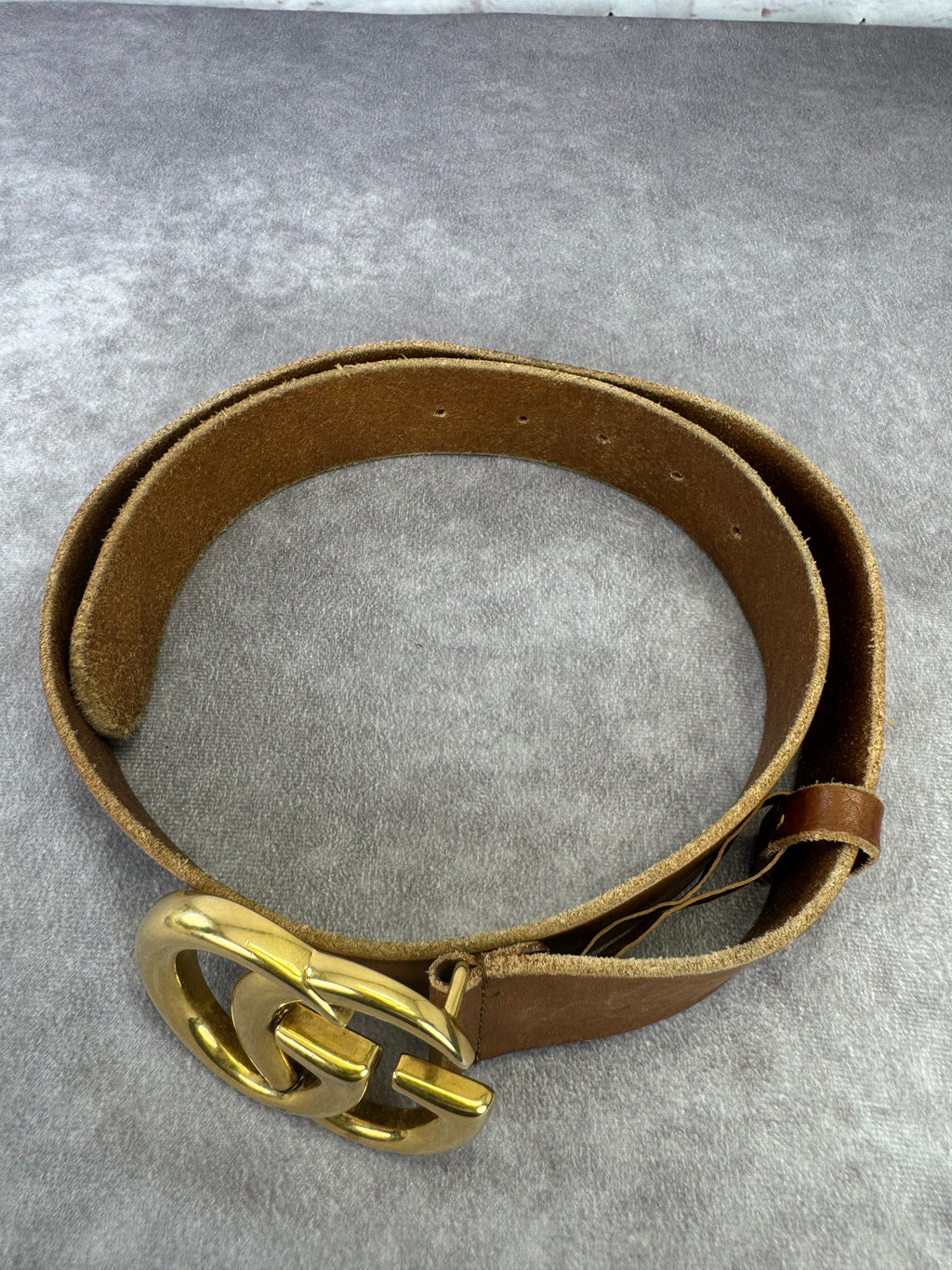 Gucci Distressed Double G Marmont Calfskin Belt 85cm/34"