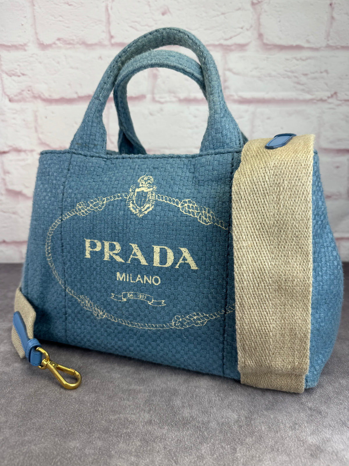 Prada Canapa Denim PM 2-Way Shoulder Bag