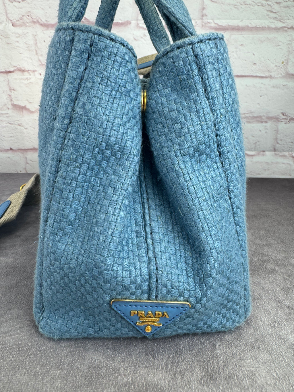 Prada Canapa Denim PM 2-Way Shoulder Bag