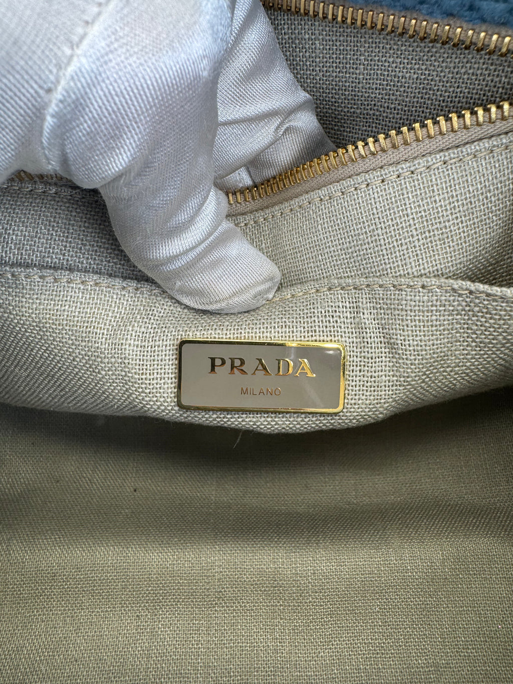 Prada Canapa Denim PM 2-Way Shoulder Bag