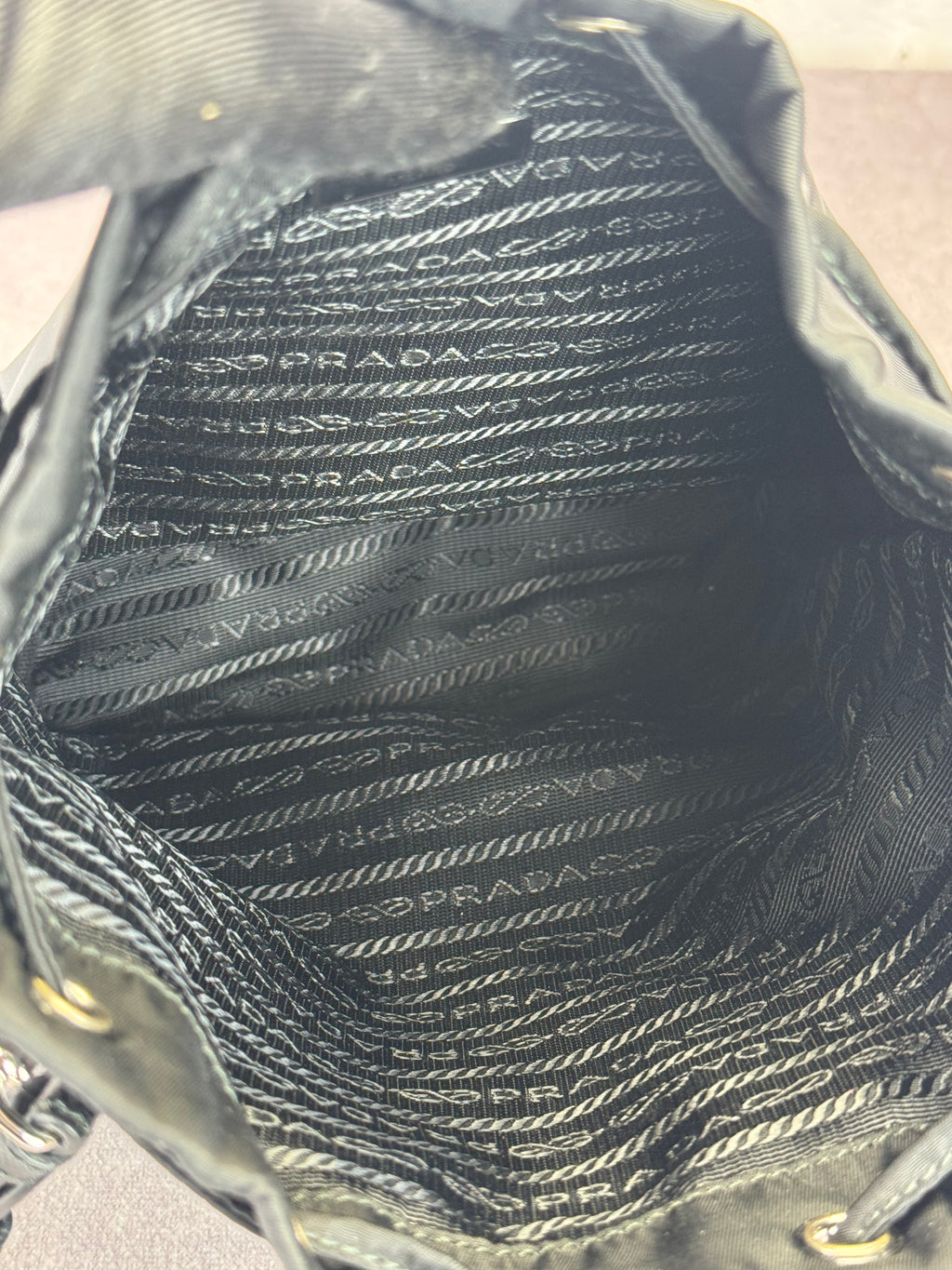 Prada Re-Nylon Saffiano Tessuto Vela Drawstring Pouch Bag