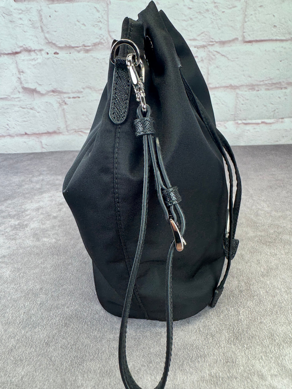 Prada Re-Nylon Saffiano Tessuto Vela Drawstring Pouch Bag