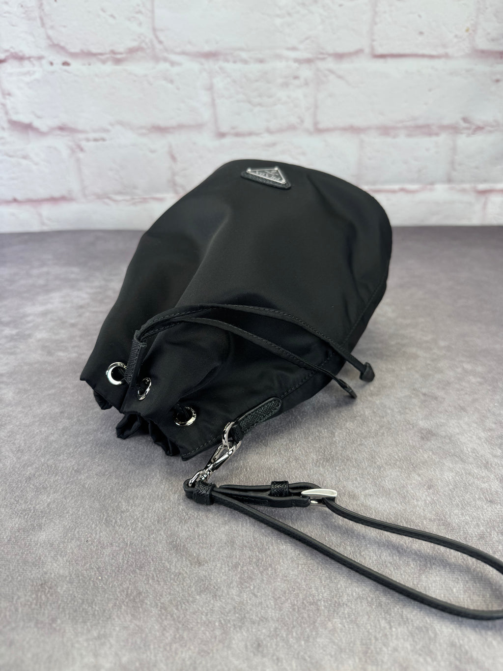 Prada Re-Nylon Saffiano Tessuto Vela Drawstring Pouch Bag