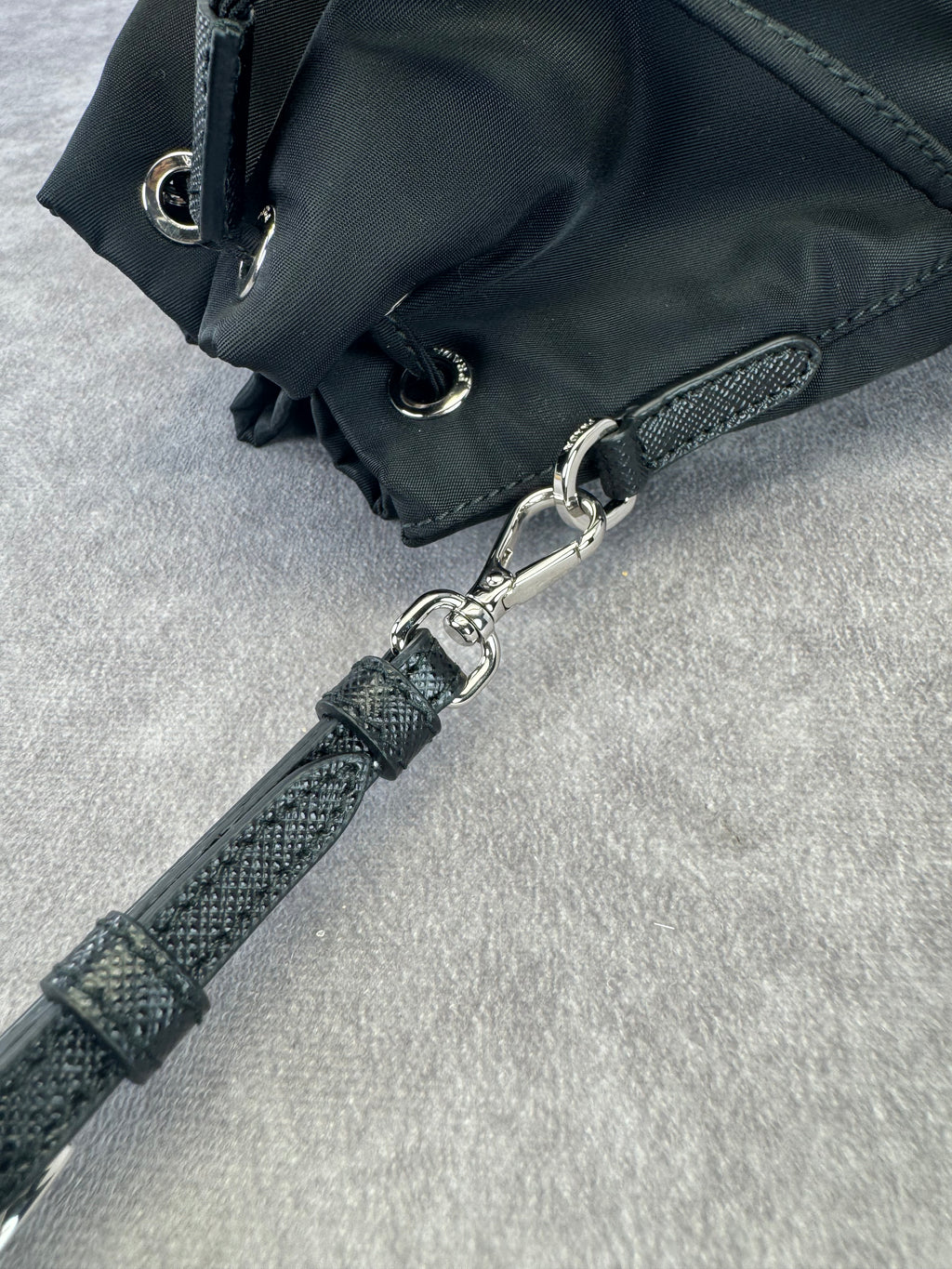 Prada Re-Nylon Saffiano Tessuto Vela Drawstring Pouch Bag