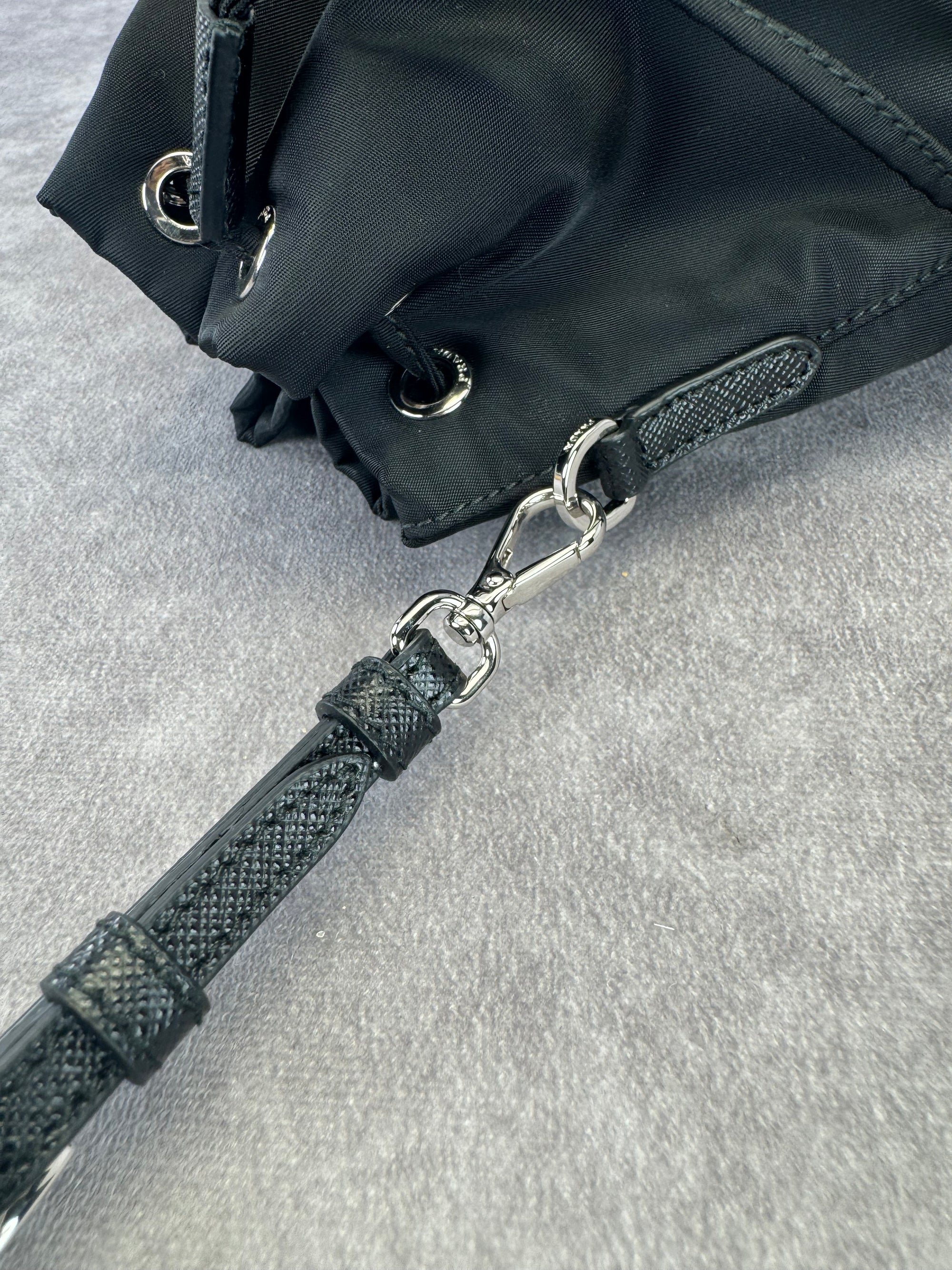 Prada Re-Nylon Saffiano Tessuto Vela Drawstring Pouch Bag