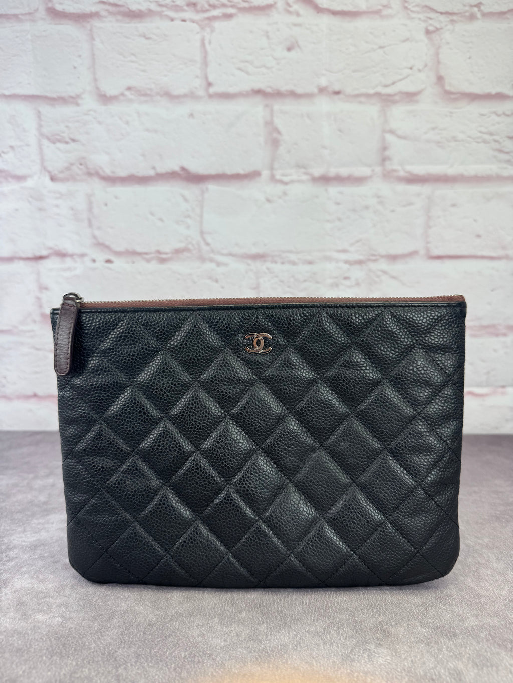 Chanel Caviar Quilted Classic O Case Medium Pouch