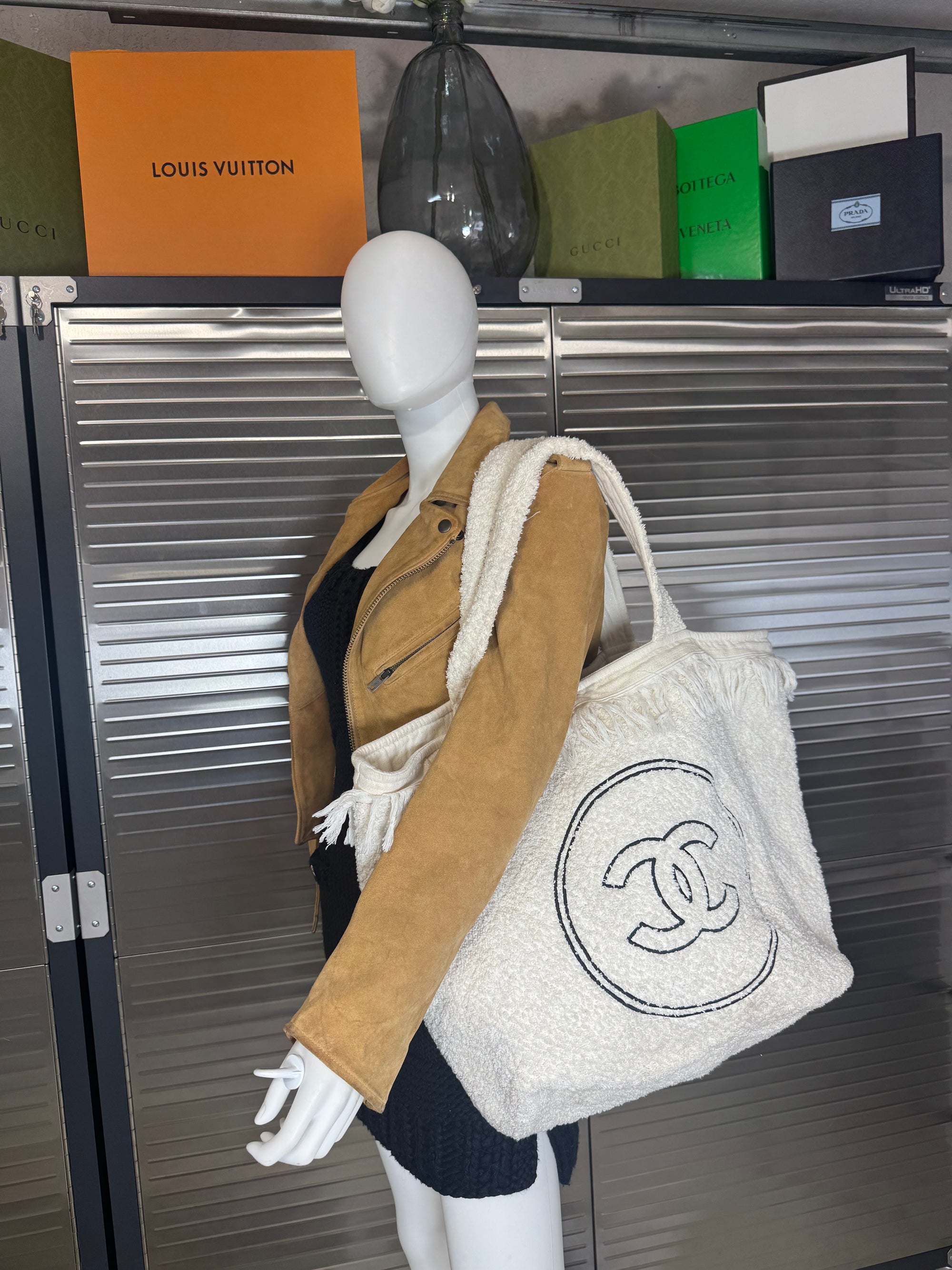 Chanel 2022 Terry Cloth Fringe Beach Pool Tote