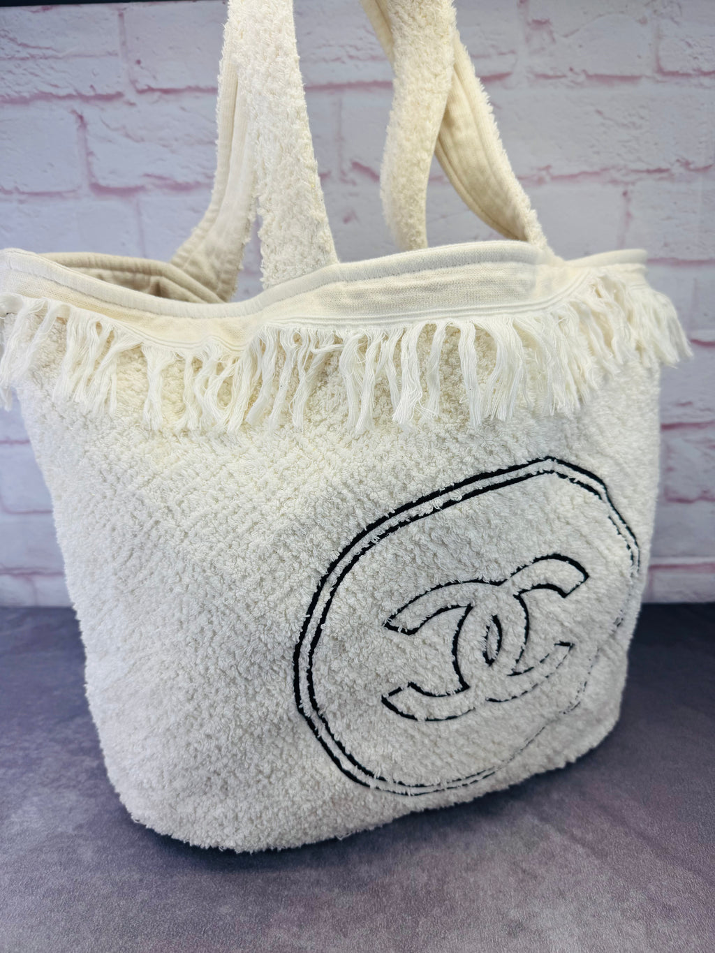 Chanel 2022 Terry Cloth Fringe Beach Pool Tote