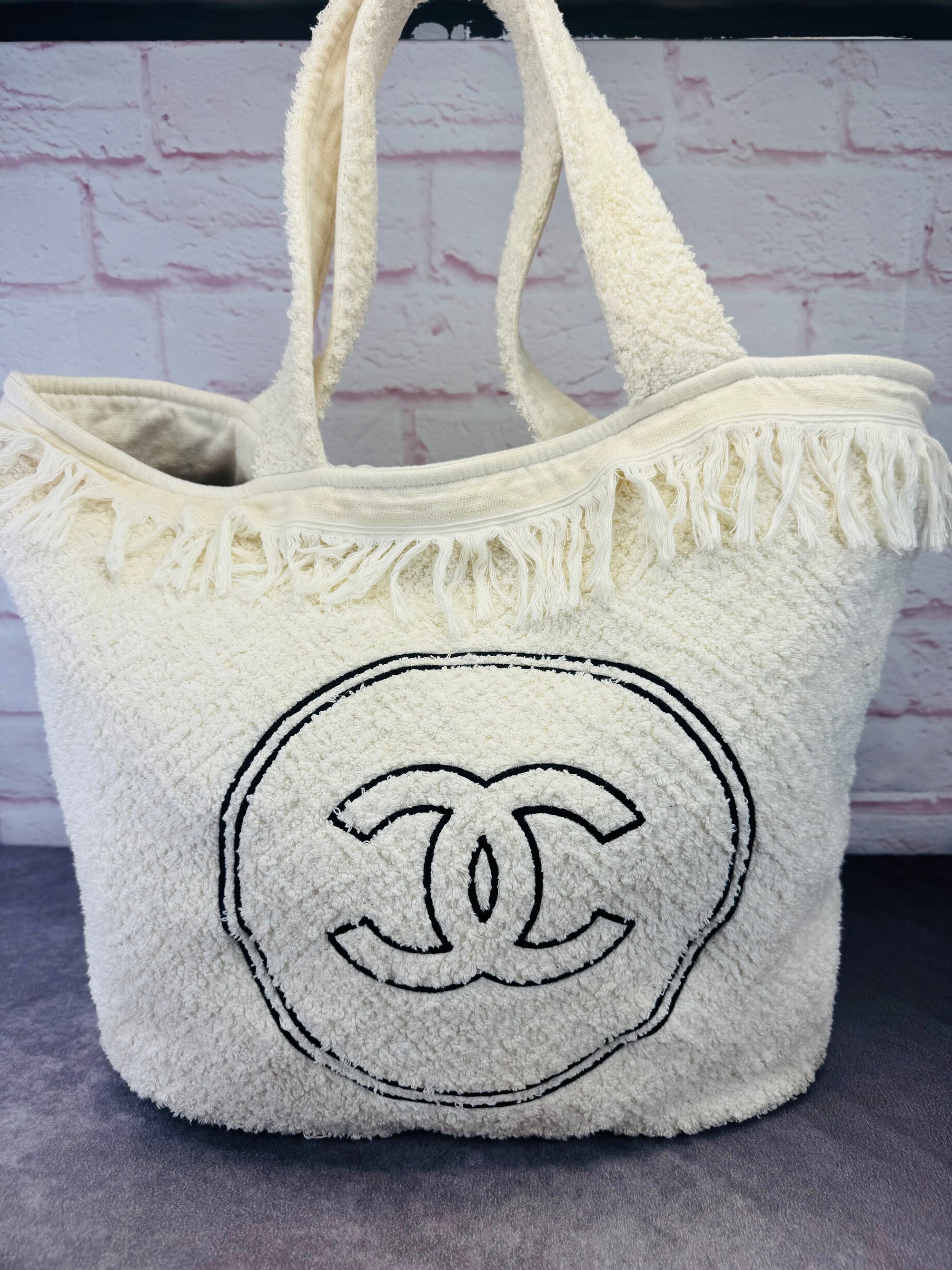 Chanel 2022 Terry Cloth Fringe Beach Pool Tote