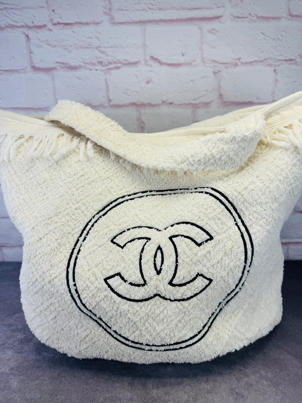 Chanel 2022 Terry Cloth Fringe Beach Pool Tote