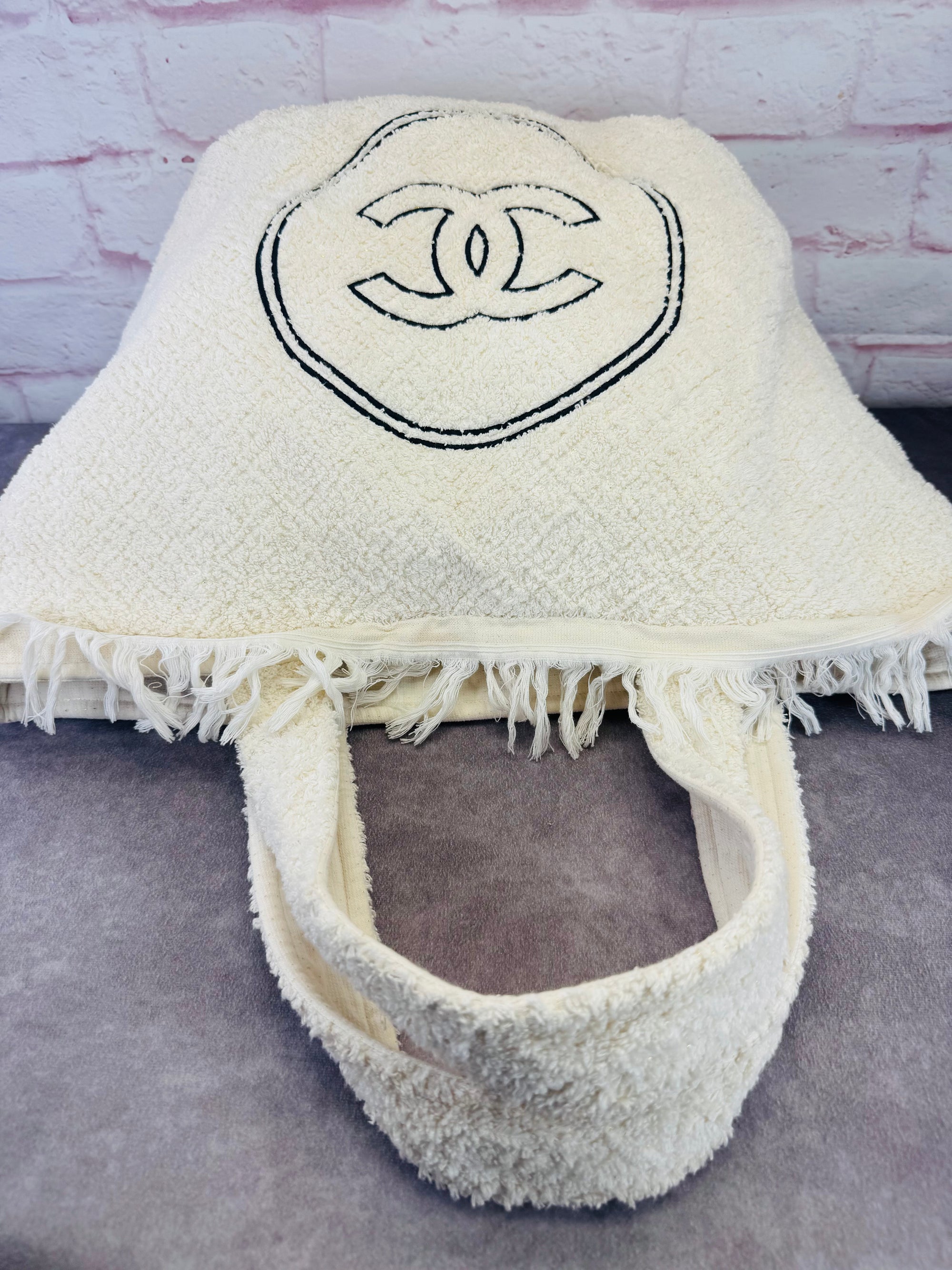 Chanel 2022 Terry Cloth Fringe Beach Pool Tote