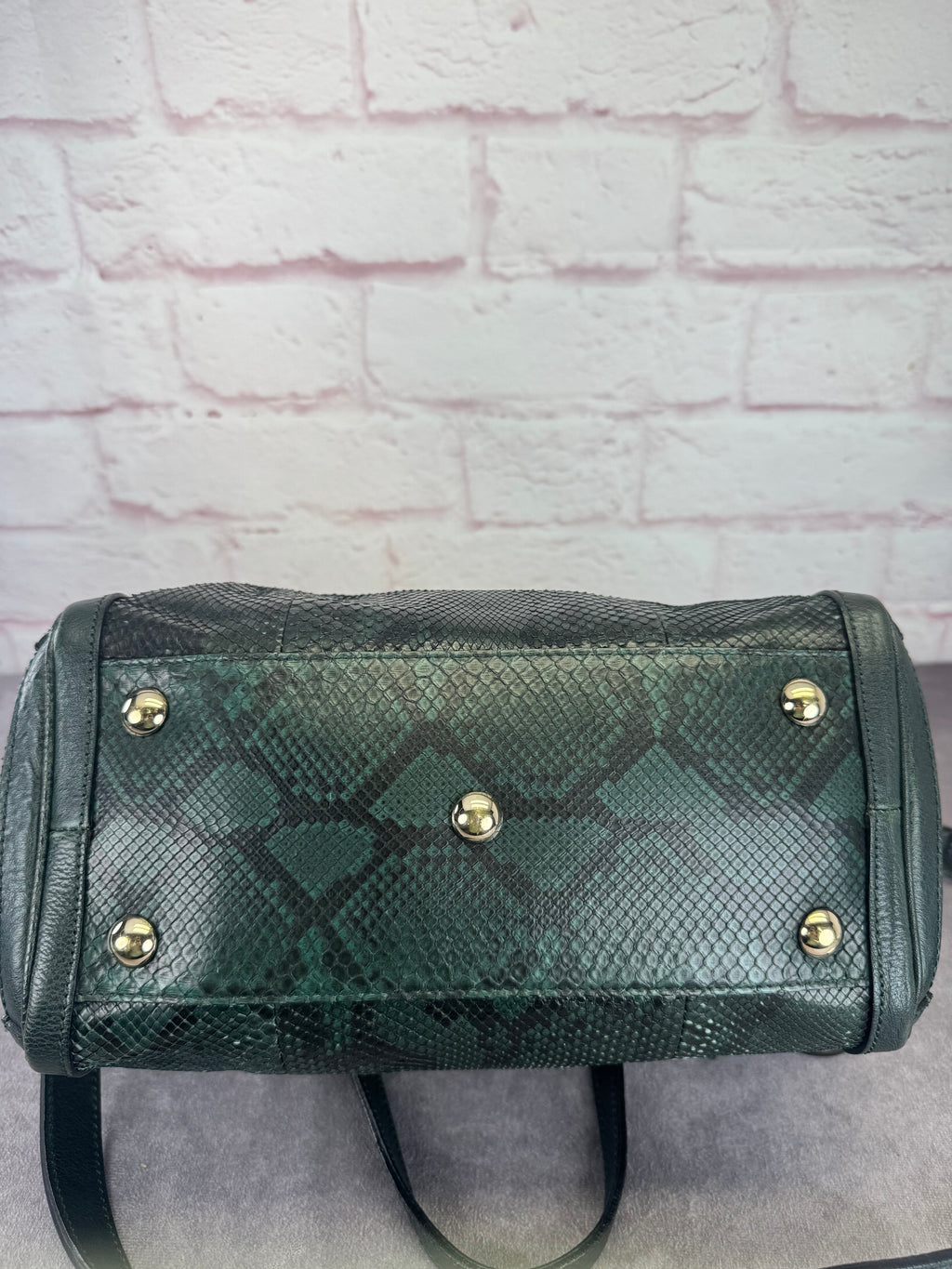 Gucci Teal Python Embossed Charm 2 Way Tote Bag