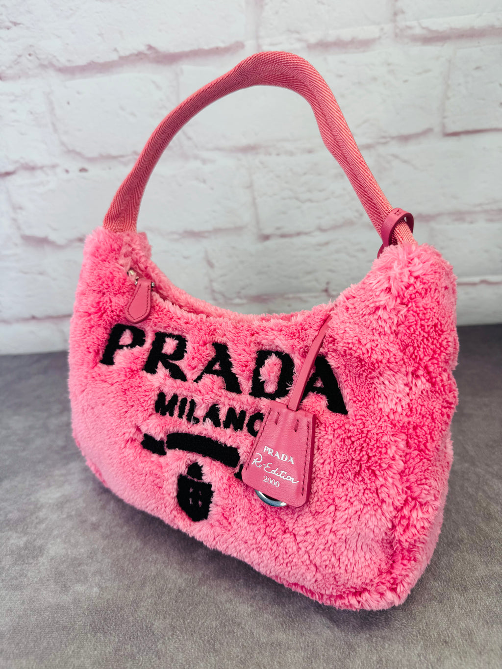 Prada 2000 Re-Edition Pink Terry Cloth Top Handle Bag