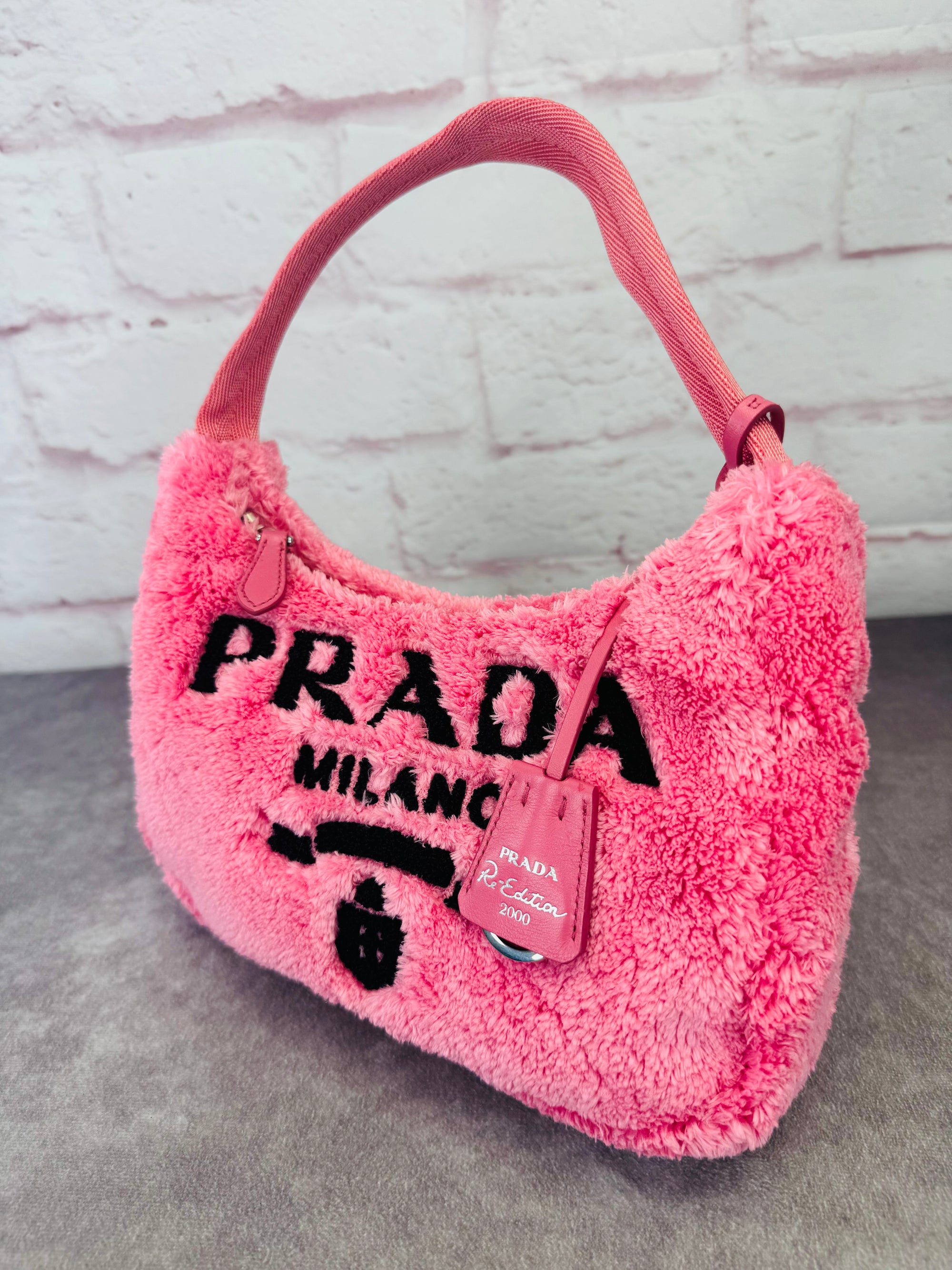 Prada 2000 Re-Edition Pink Terry Cloth Top Handle Bag