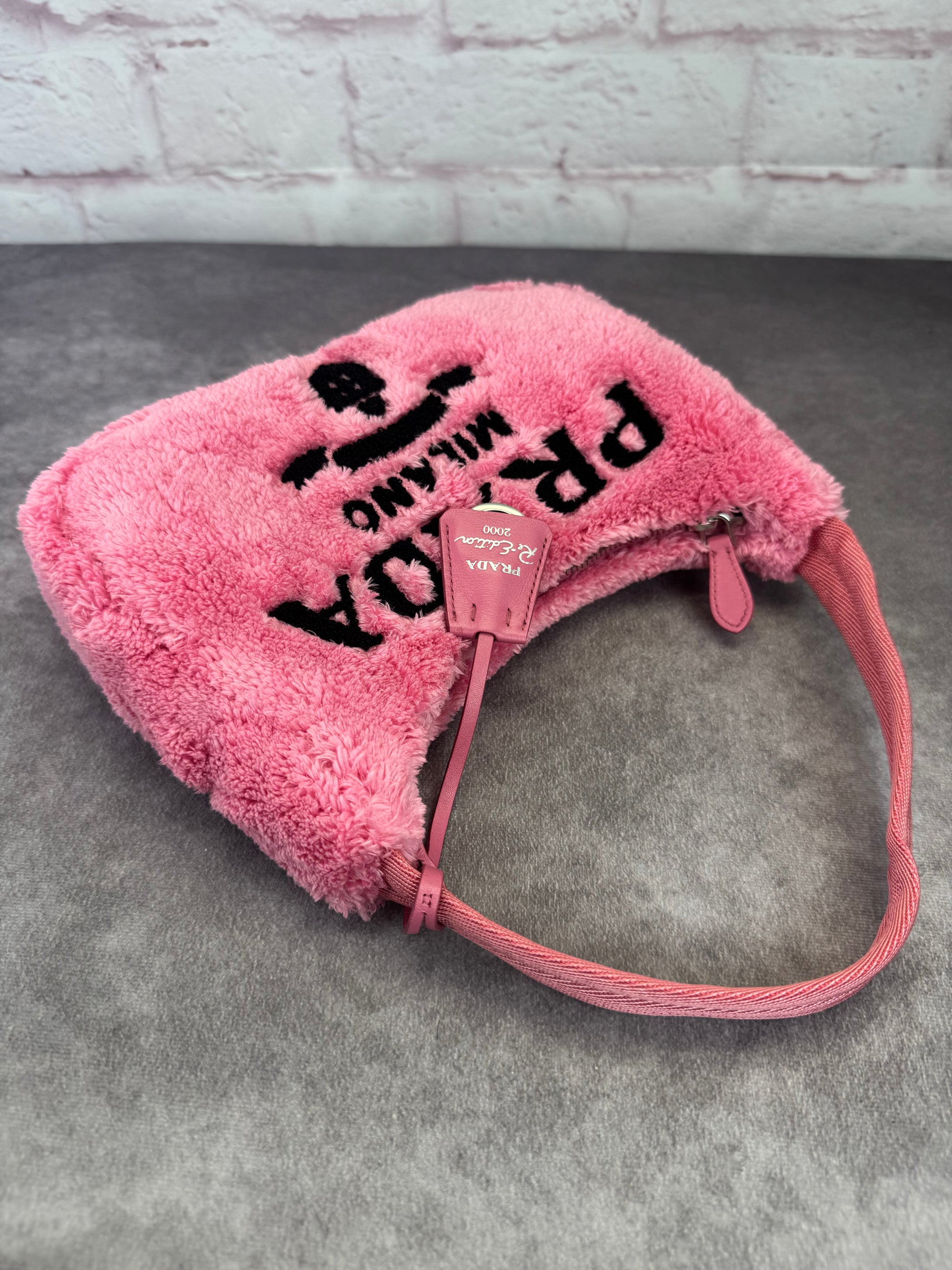 Prada 2000 Re-Edition Pink Terry Cloth Top Handle Bag