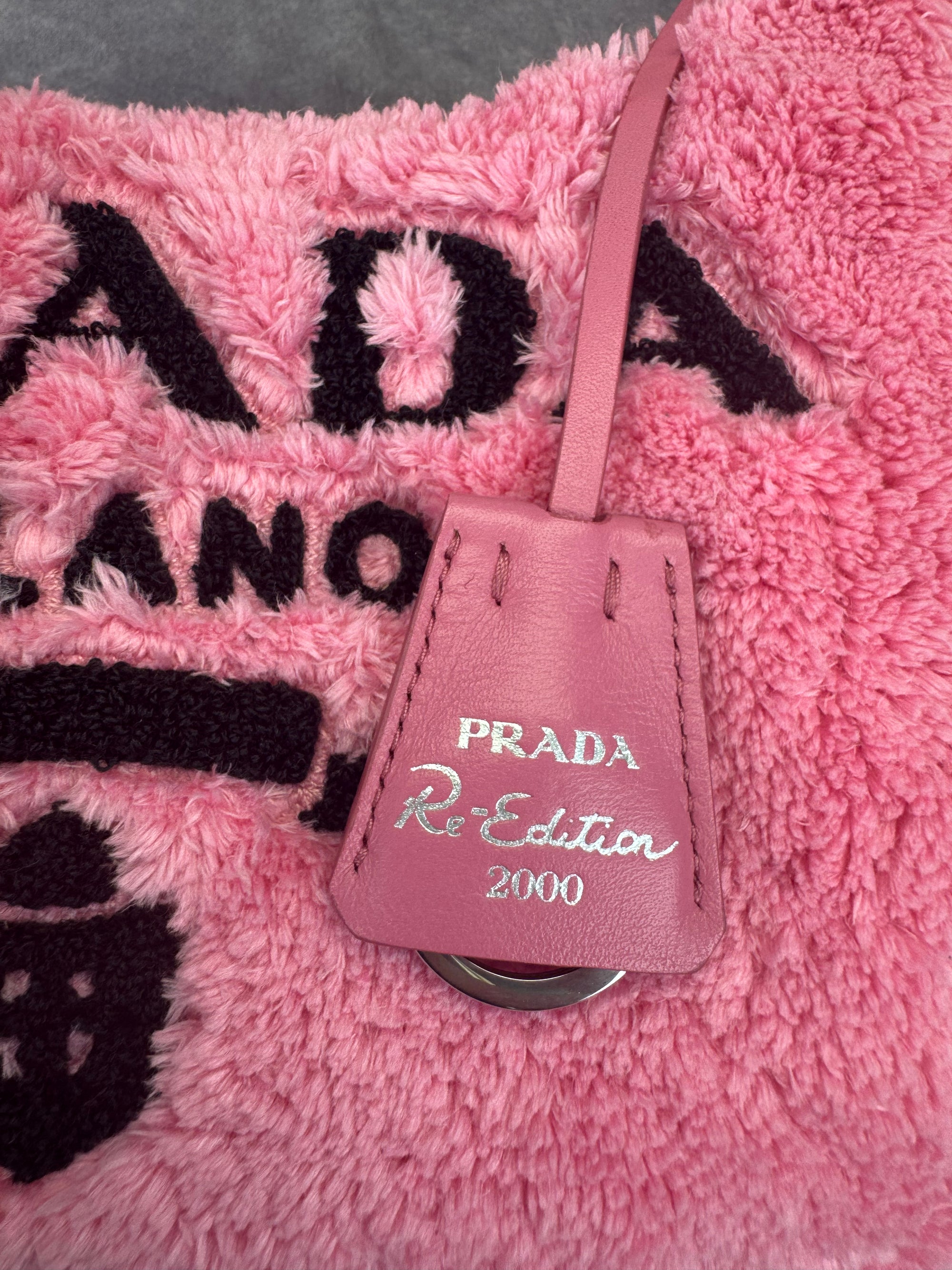 Prada 2000 Re-Edition Pink Terry Cloth Top Handle Bag