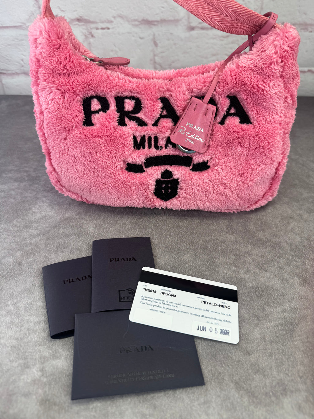 Prada 2000 Re-Edition Pink Terry Cloth Top Handle Bag
