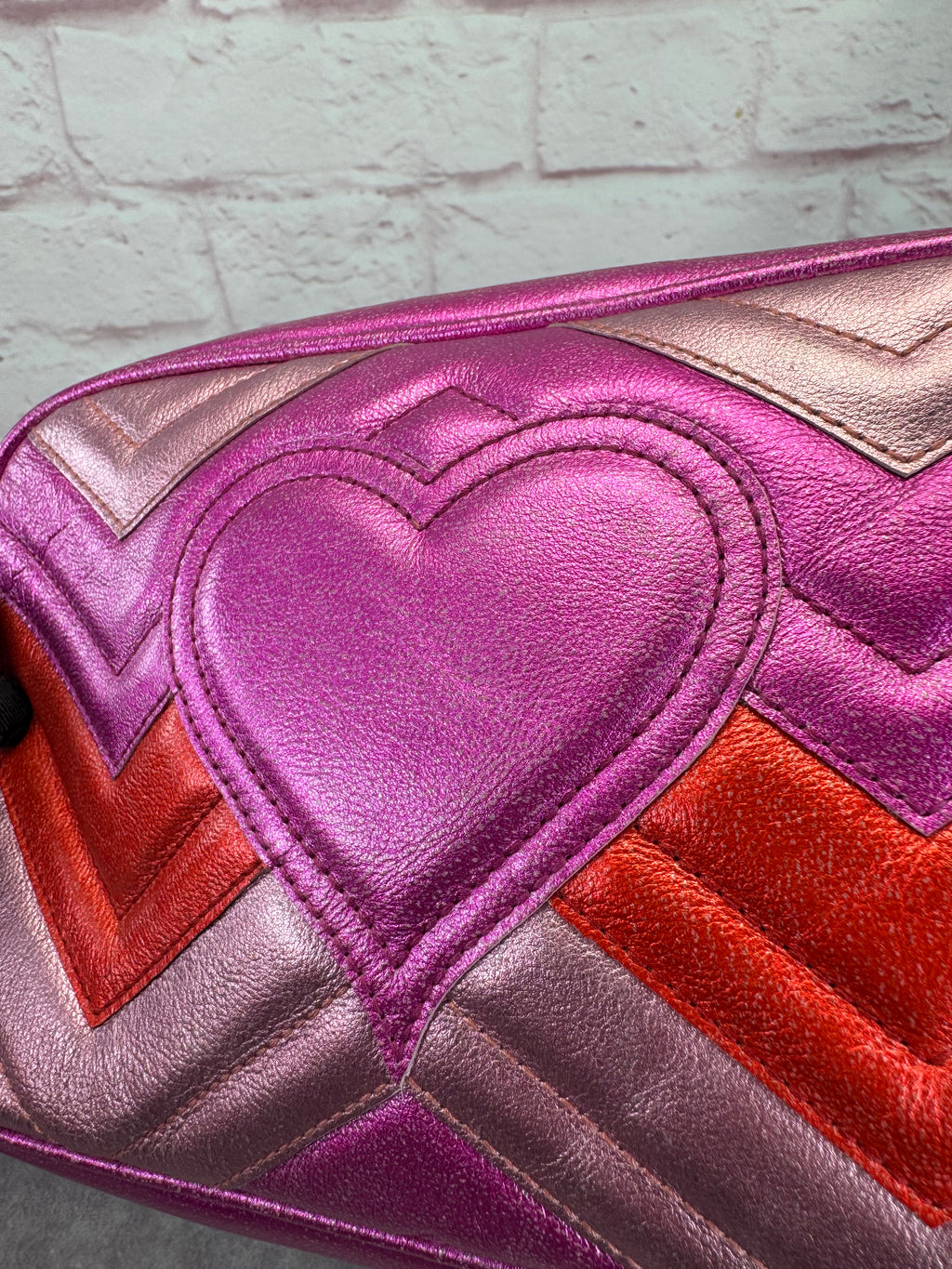 Gucci Marmont Matelasse Chevron Quilted Nappa Laminated Camera Bag