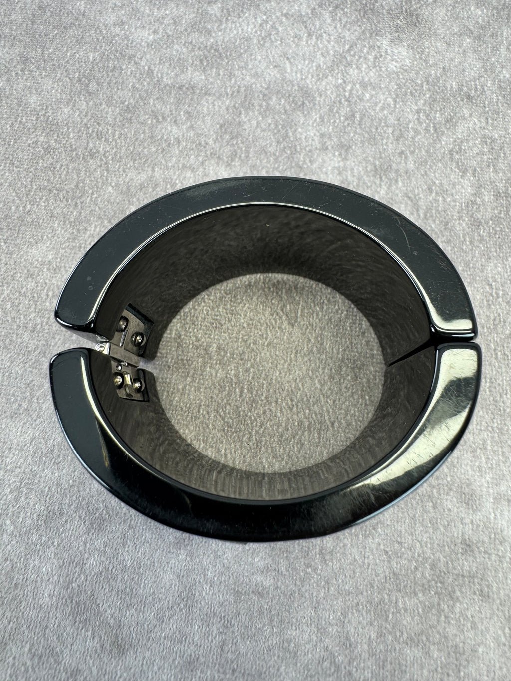 Chanel Crystallized Wide Black Resin Bangle