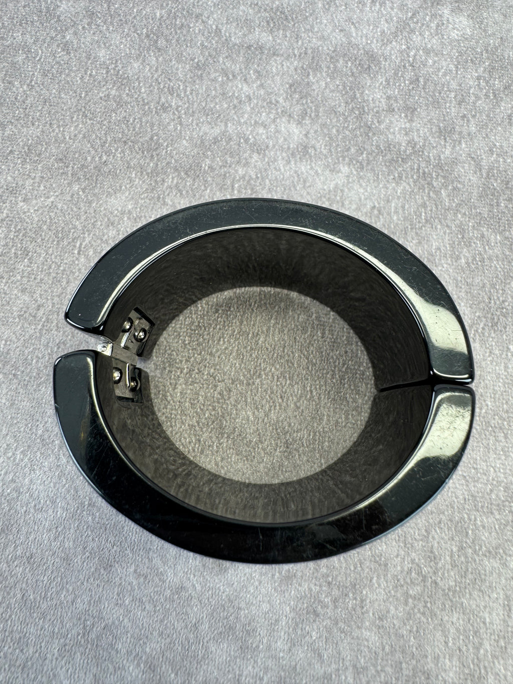 Chanel Crystallized Wide Black Resin Bangle