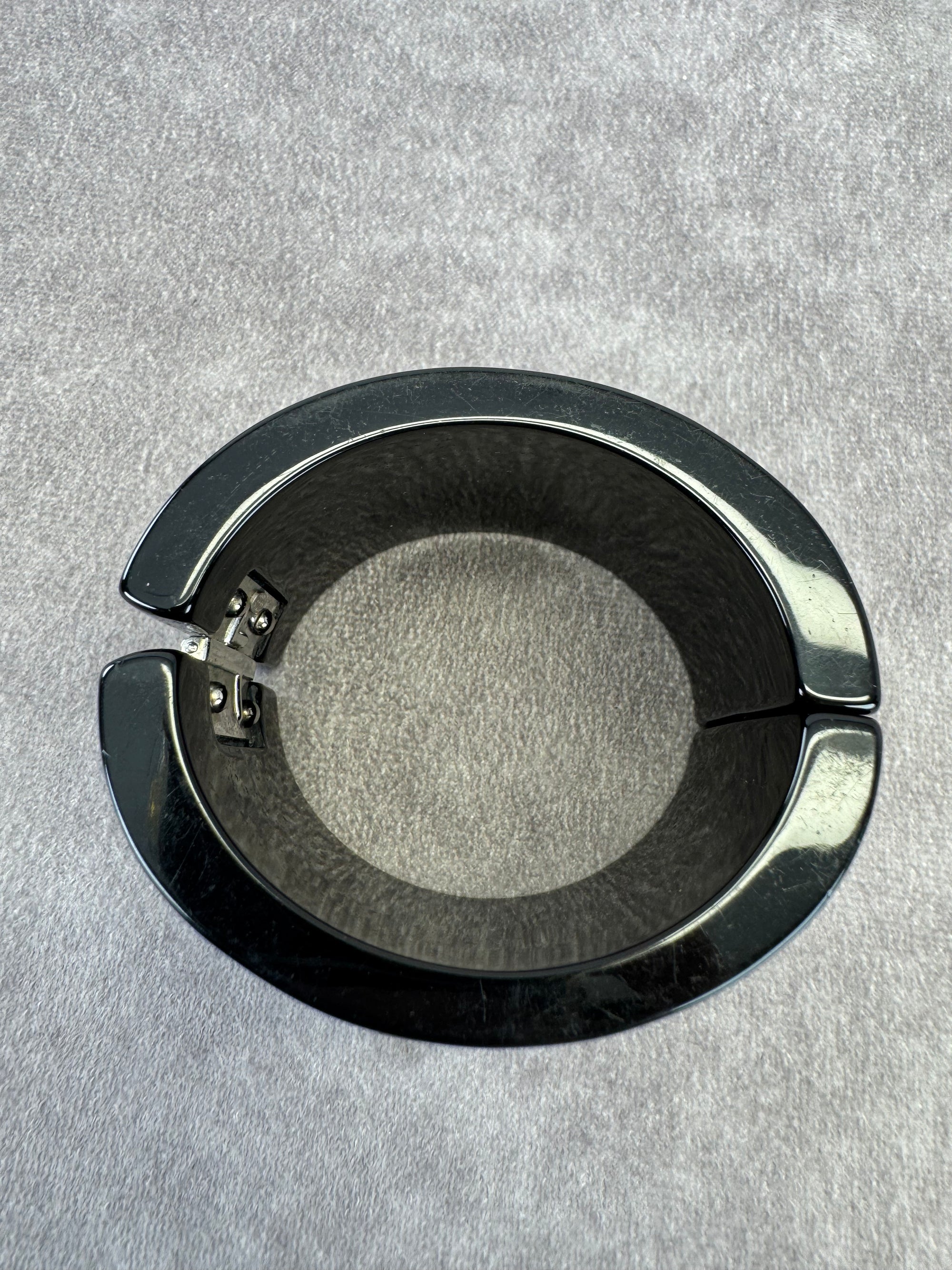 Chanel Crystallized Wide Black Resin Bangle