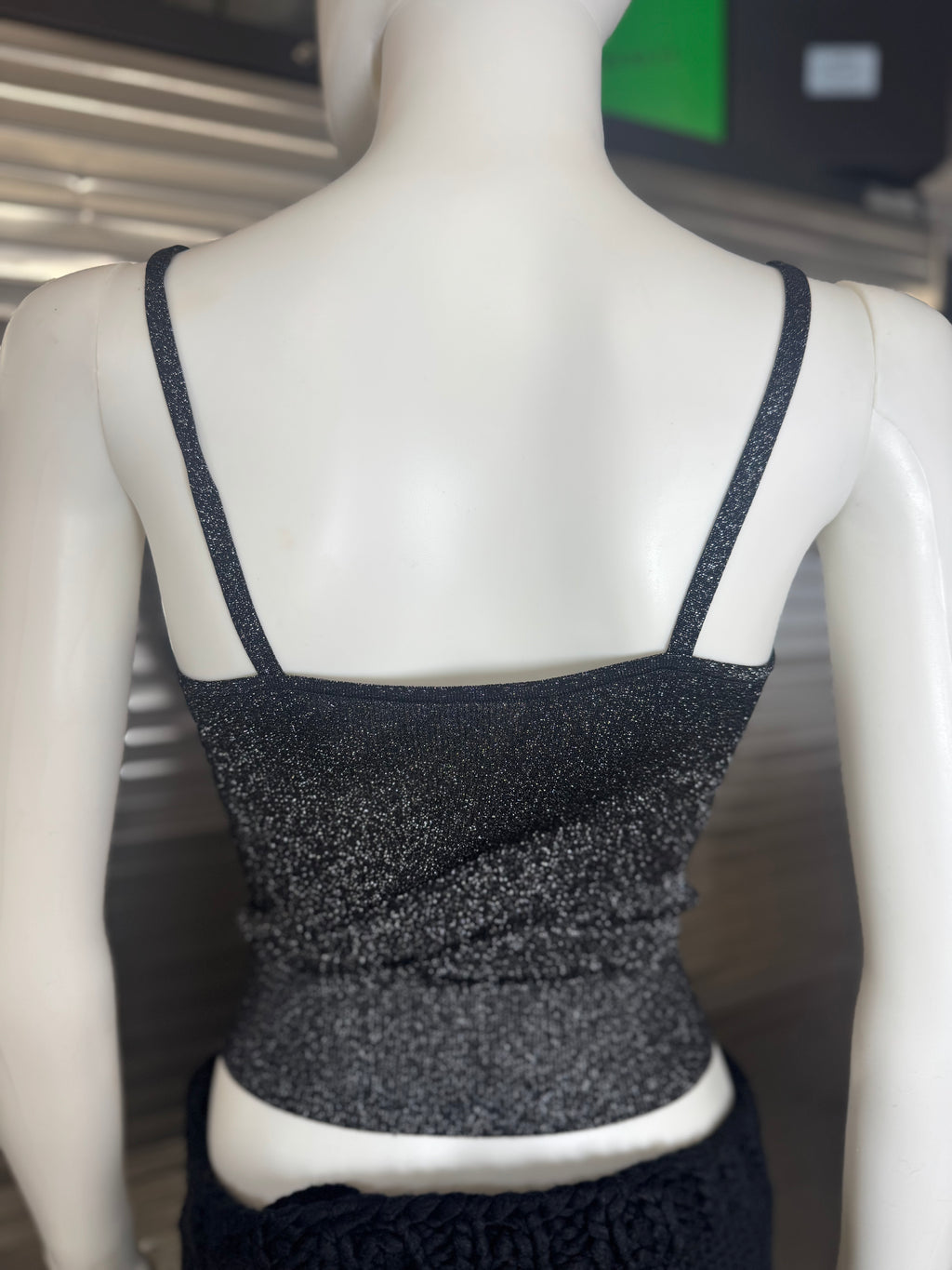 Chanel CC Crystal Logo Black Shimmery Camisole Tank FR 40