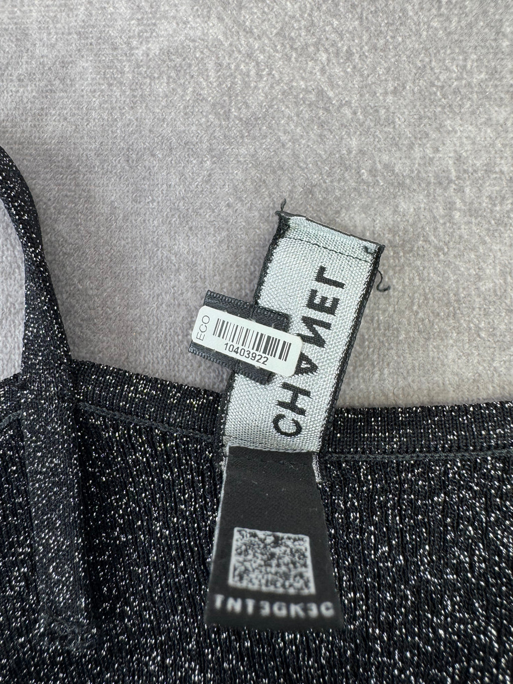 Chanel CC Crystal Logo Black Shimmery Camisole Tank FR 40